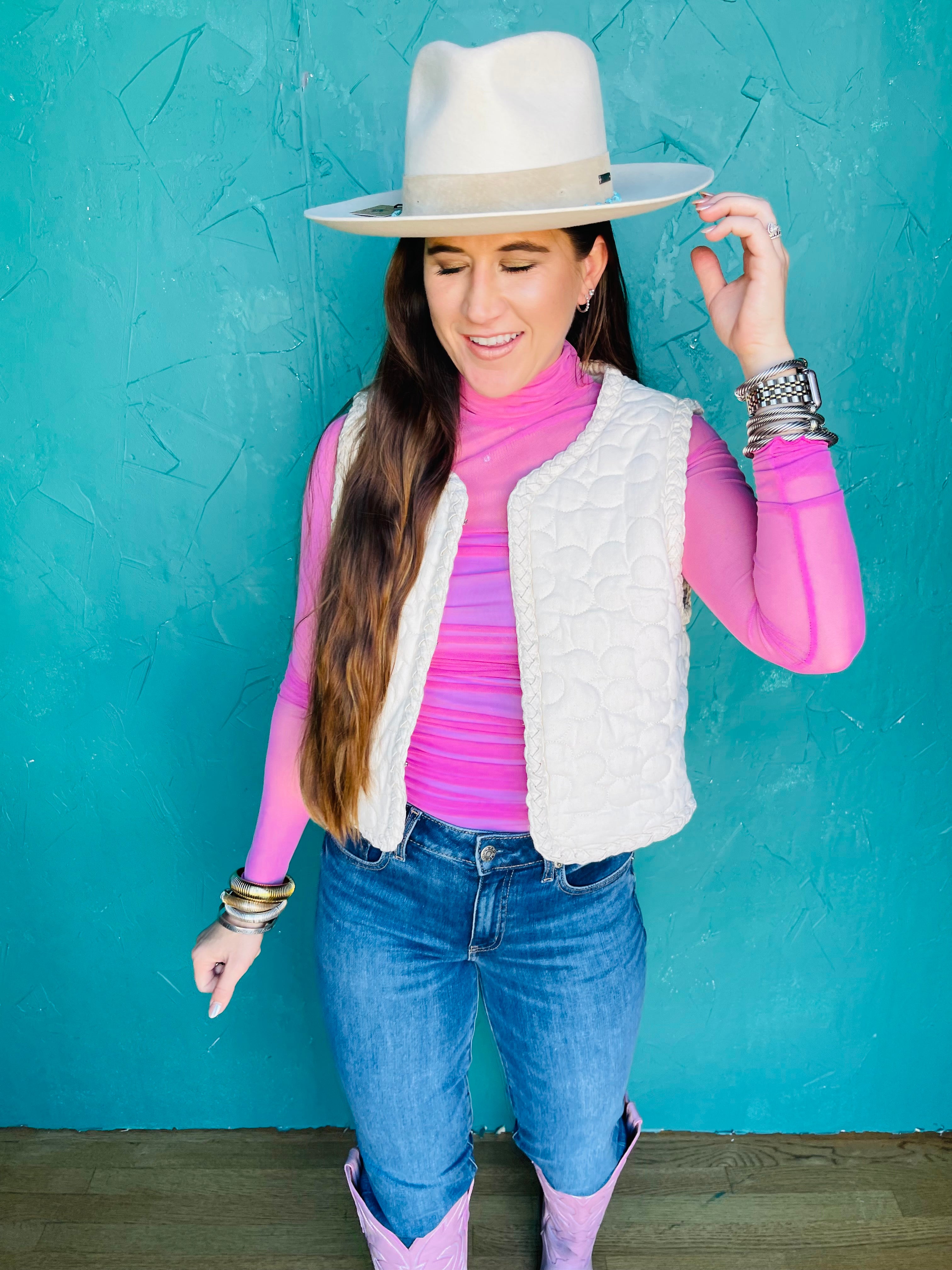 Denim Floral Vest