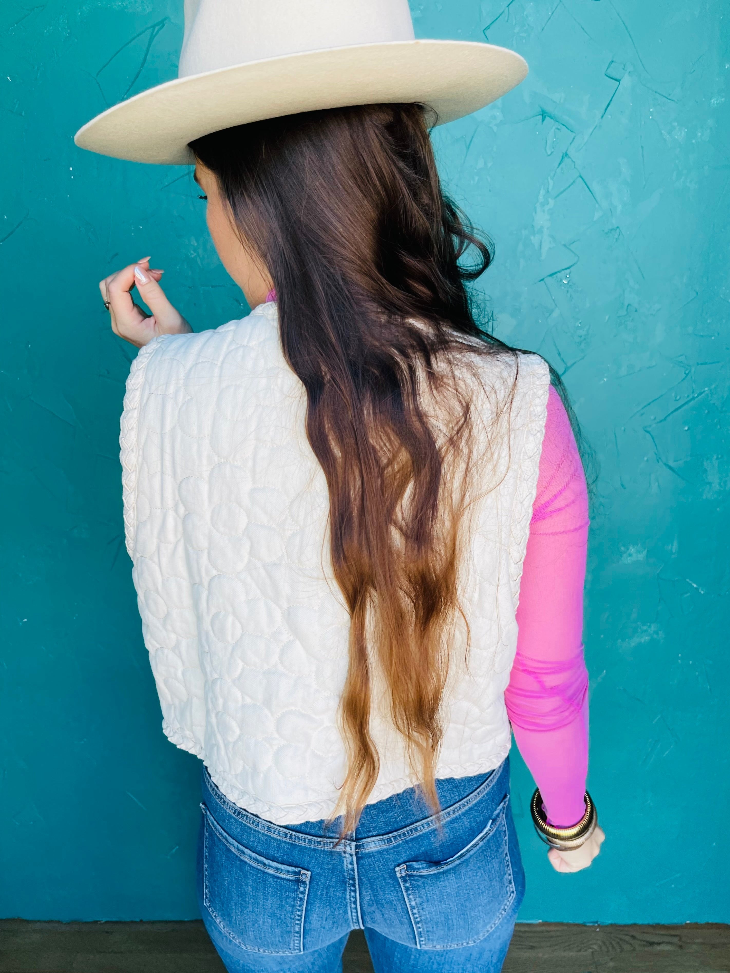 Denim Floral Vest