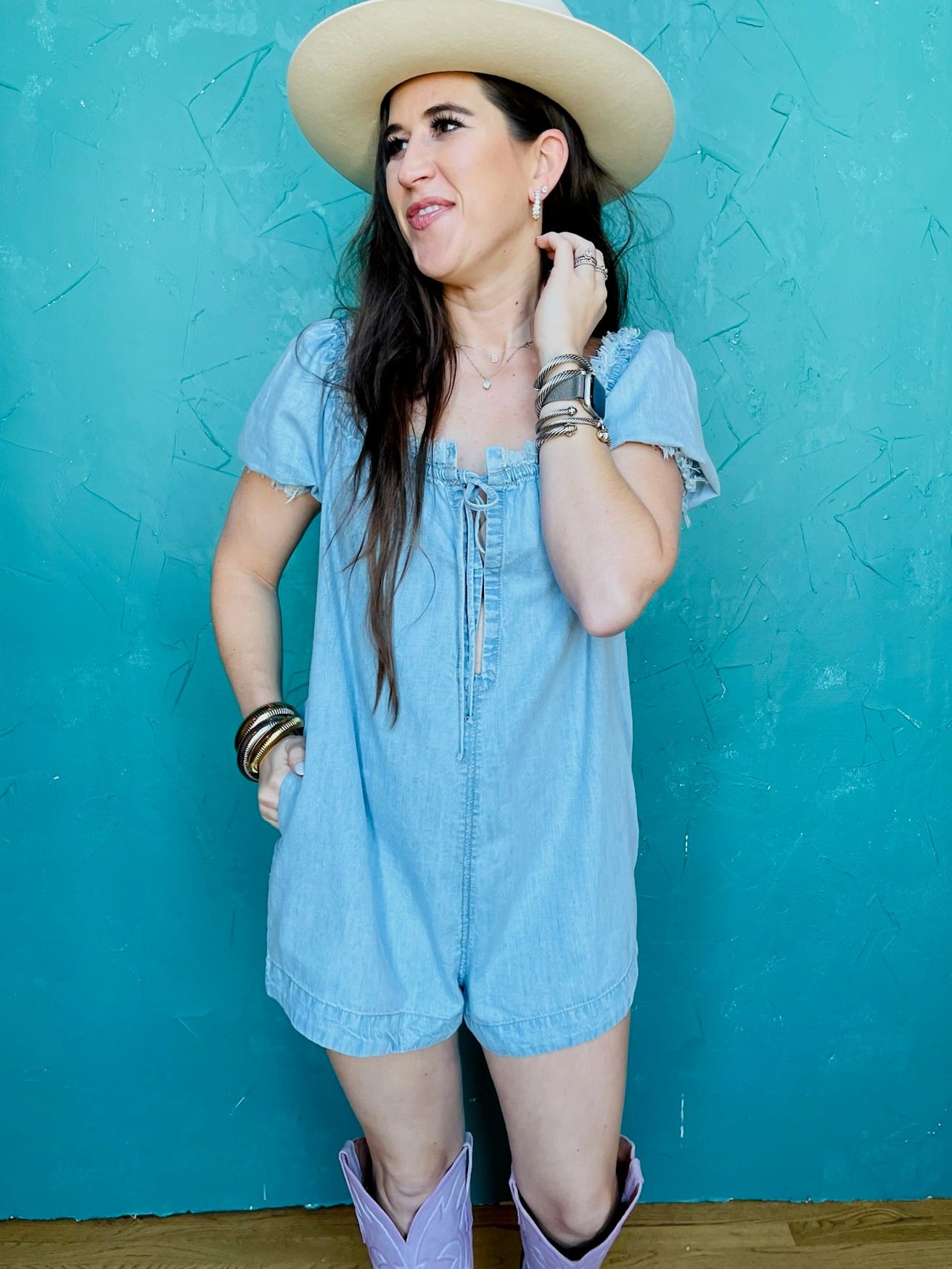 Daisy Denim Babydoll Romper