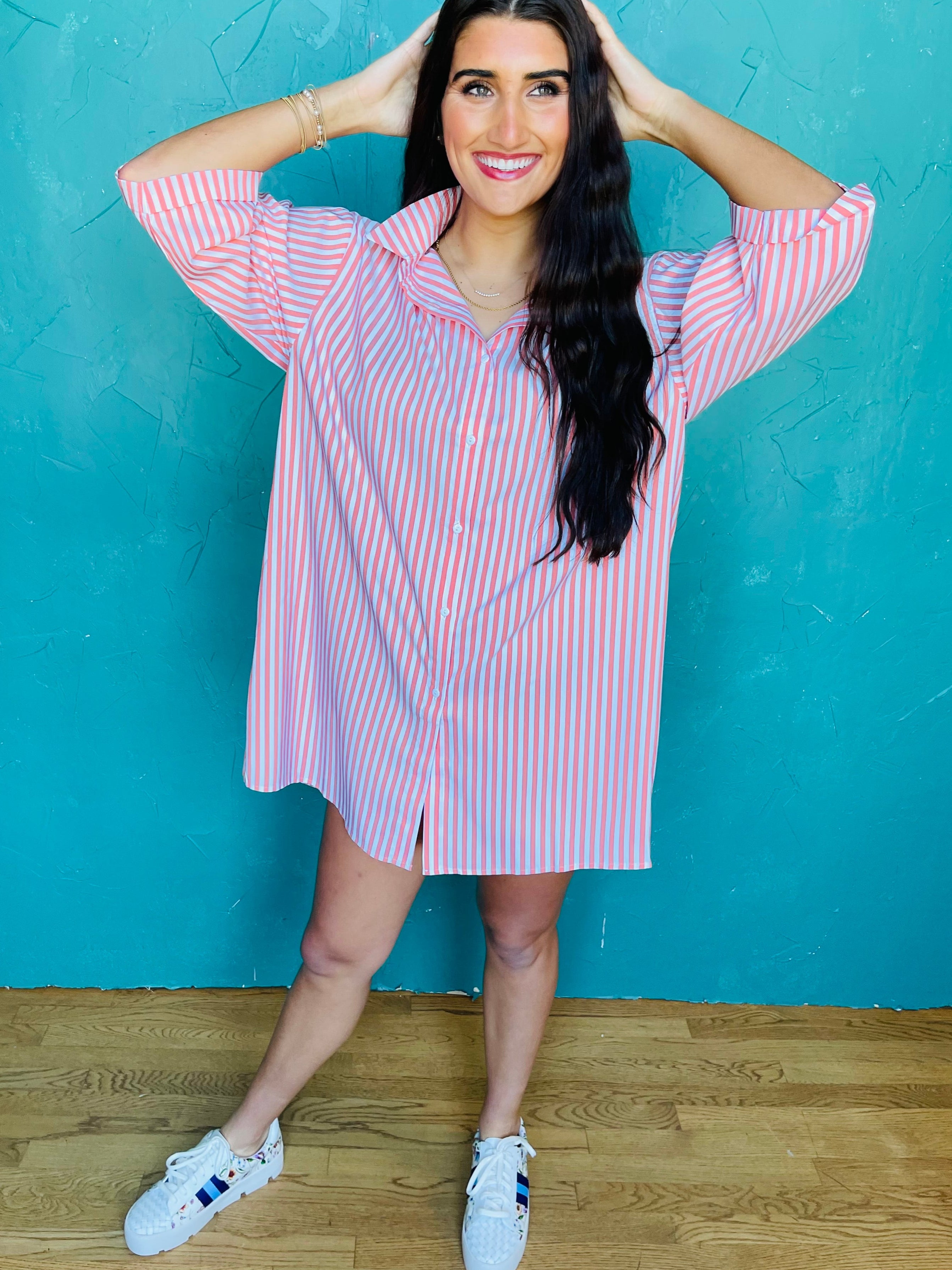 Oversized Button Up Shirt Dress