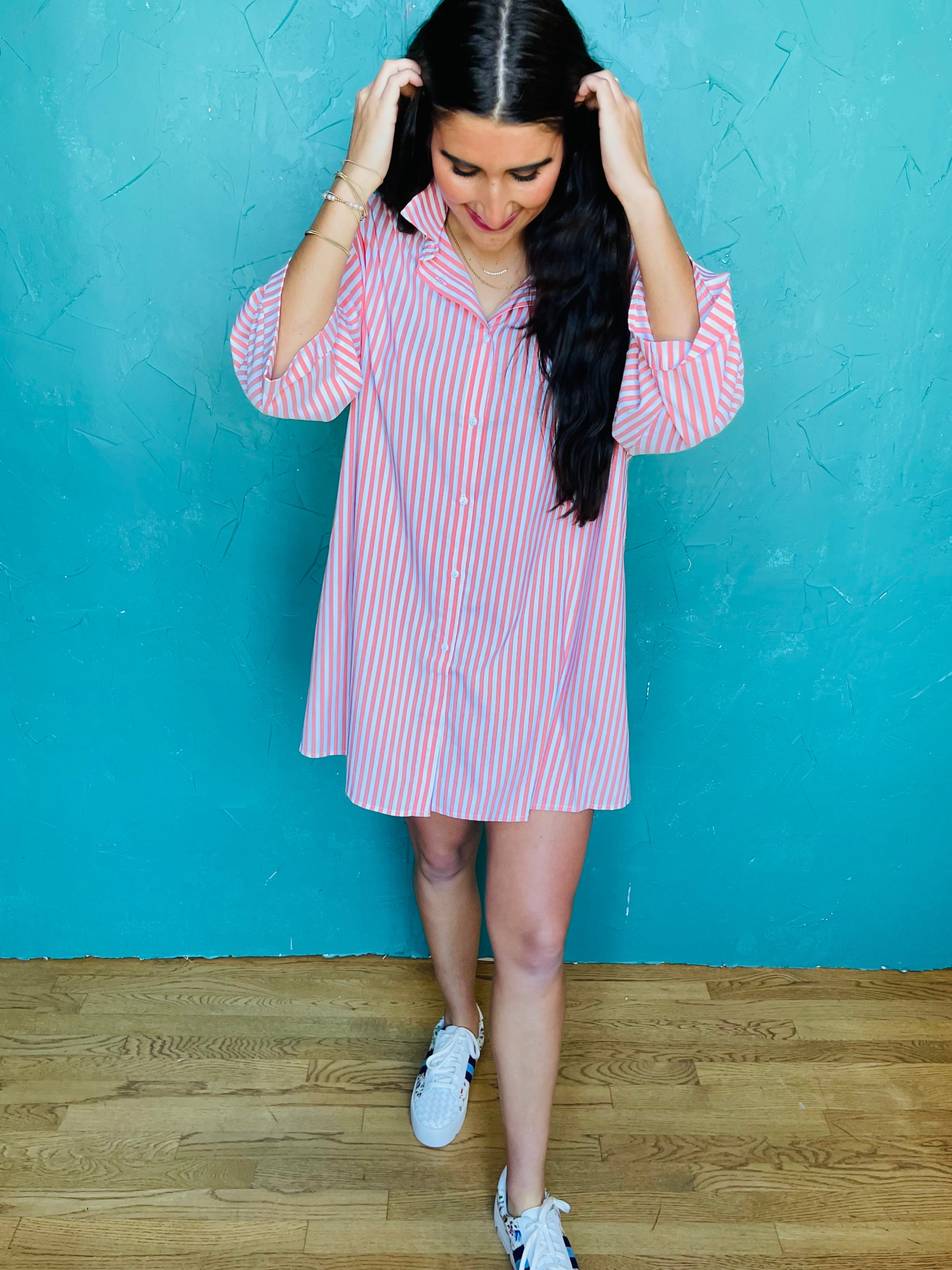 Oversized Button Up Shirt Dress