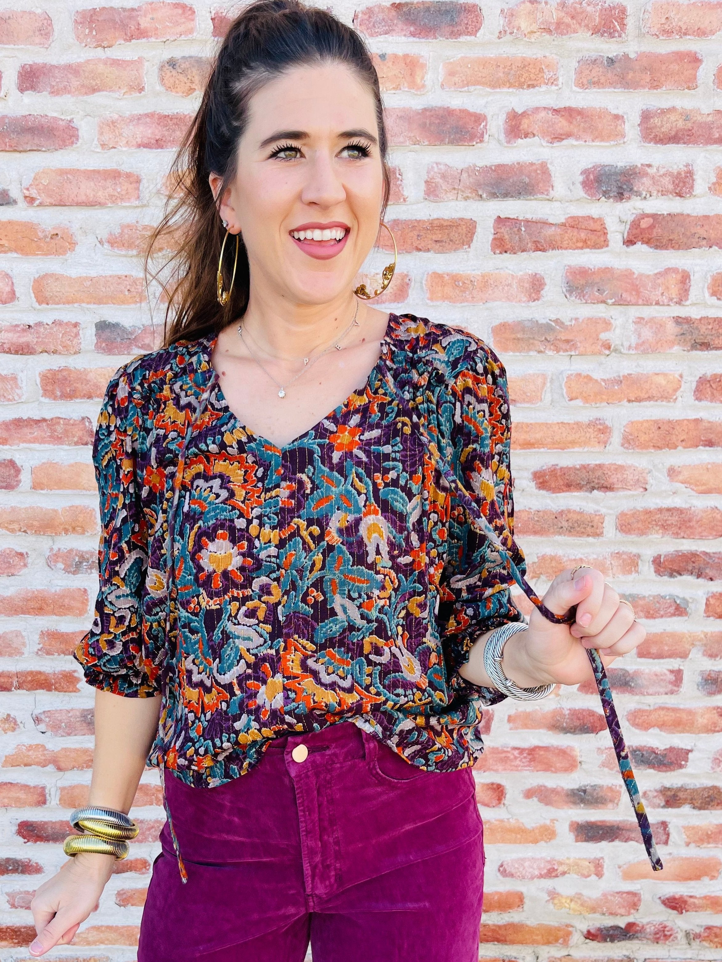 Amelia Front Tie Floral Top