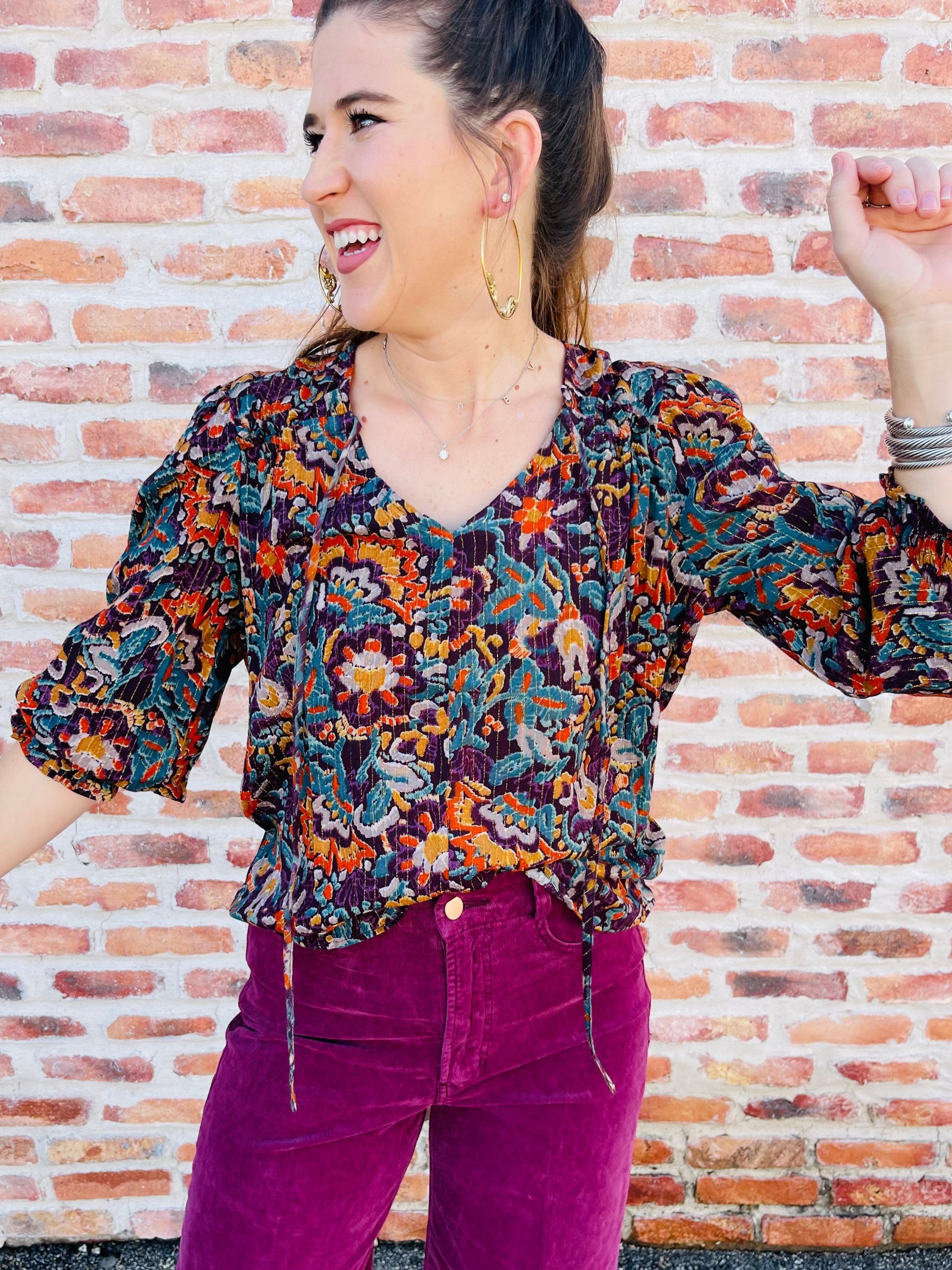 Amelia Front Tie Floral Top