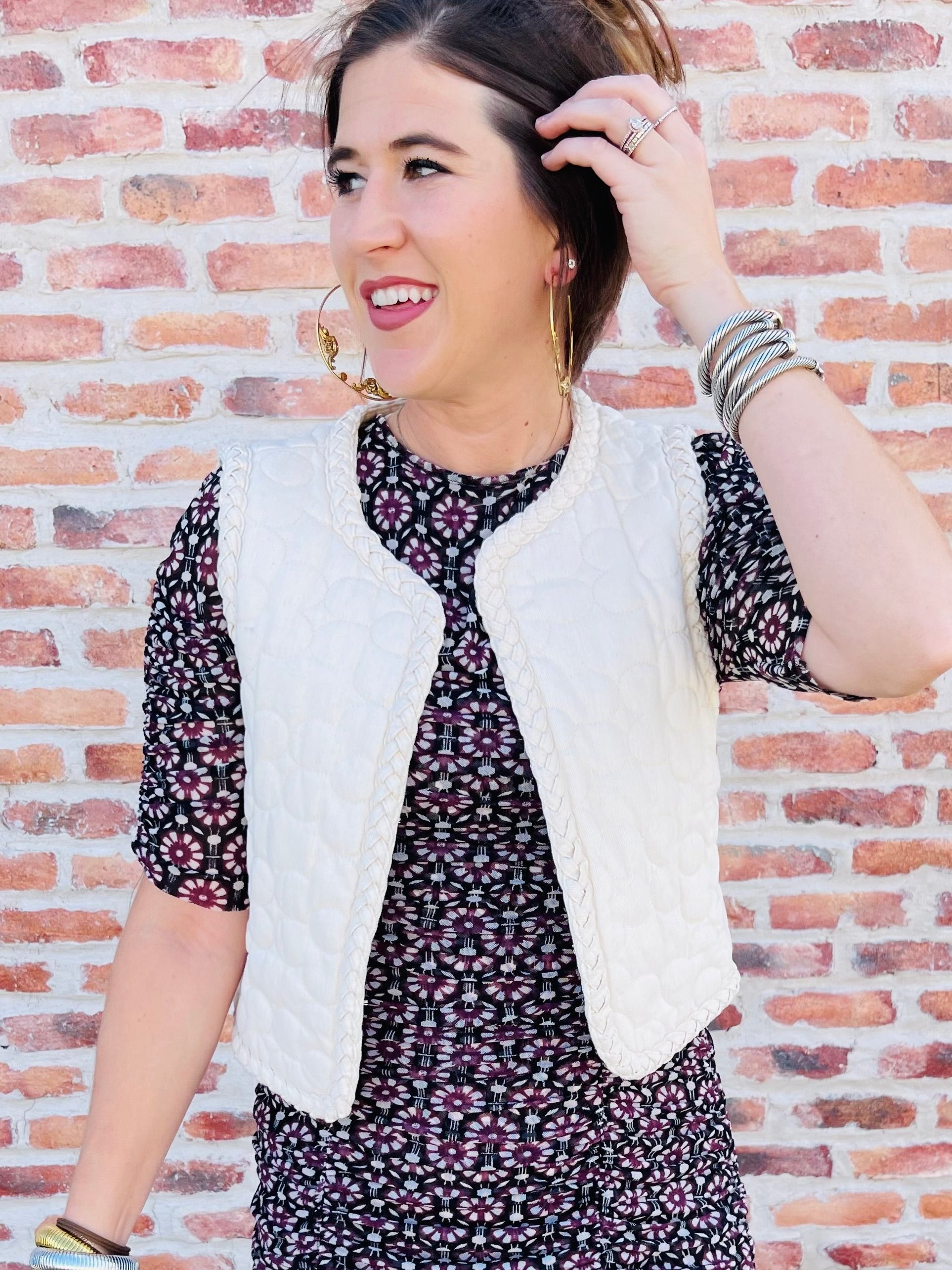 Denim Floral Vest