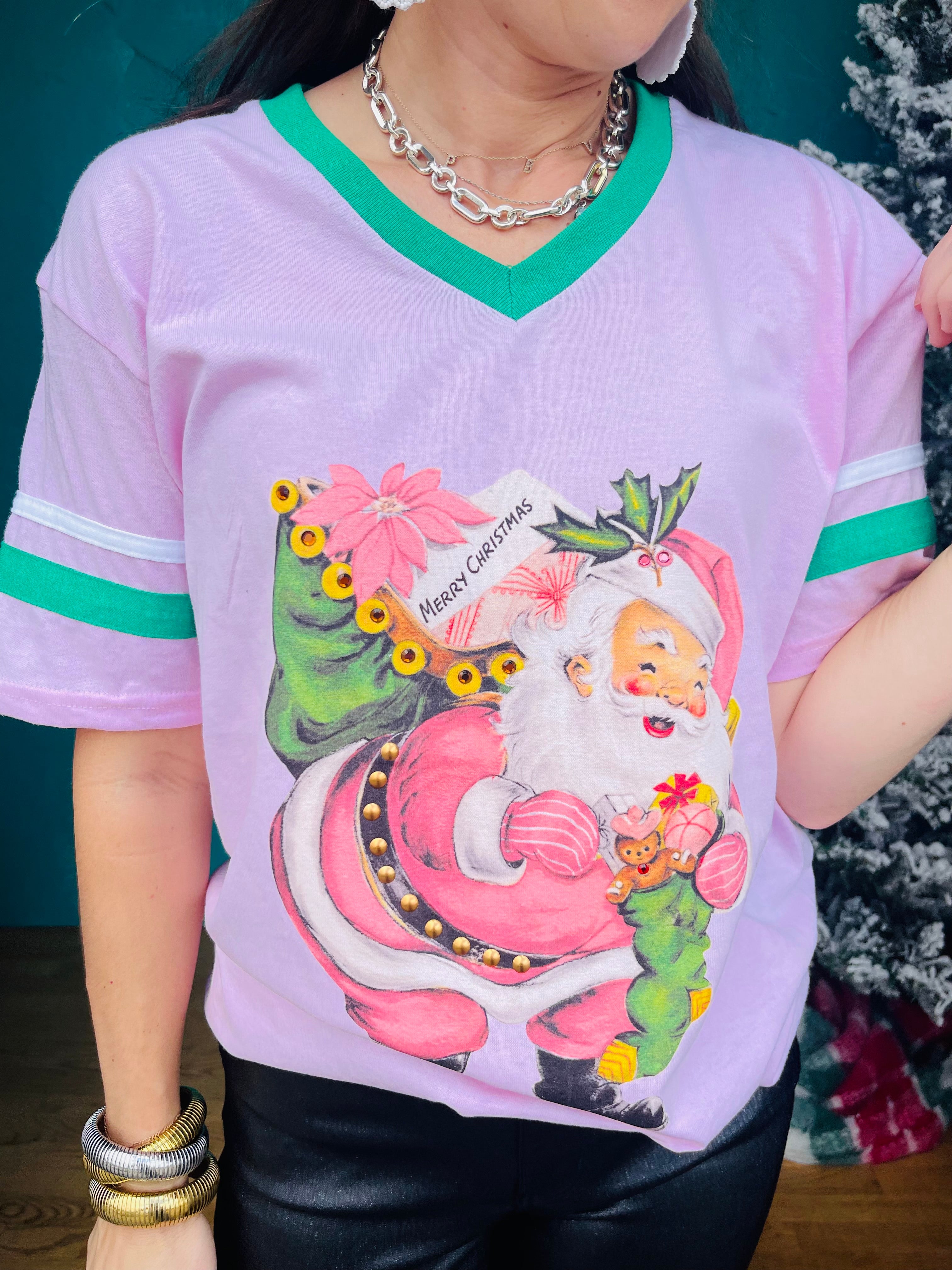 Vintage Pink Santa Tee