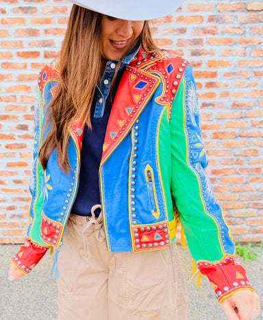 Veste boléro femme double D ranch wear cochon cuir daim clouté/franges Veste boléro femme double D ranch wear cochon cuir daim clouté/franges