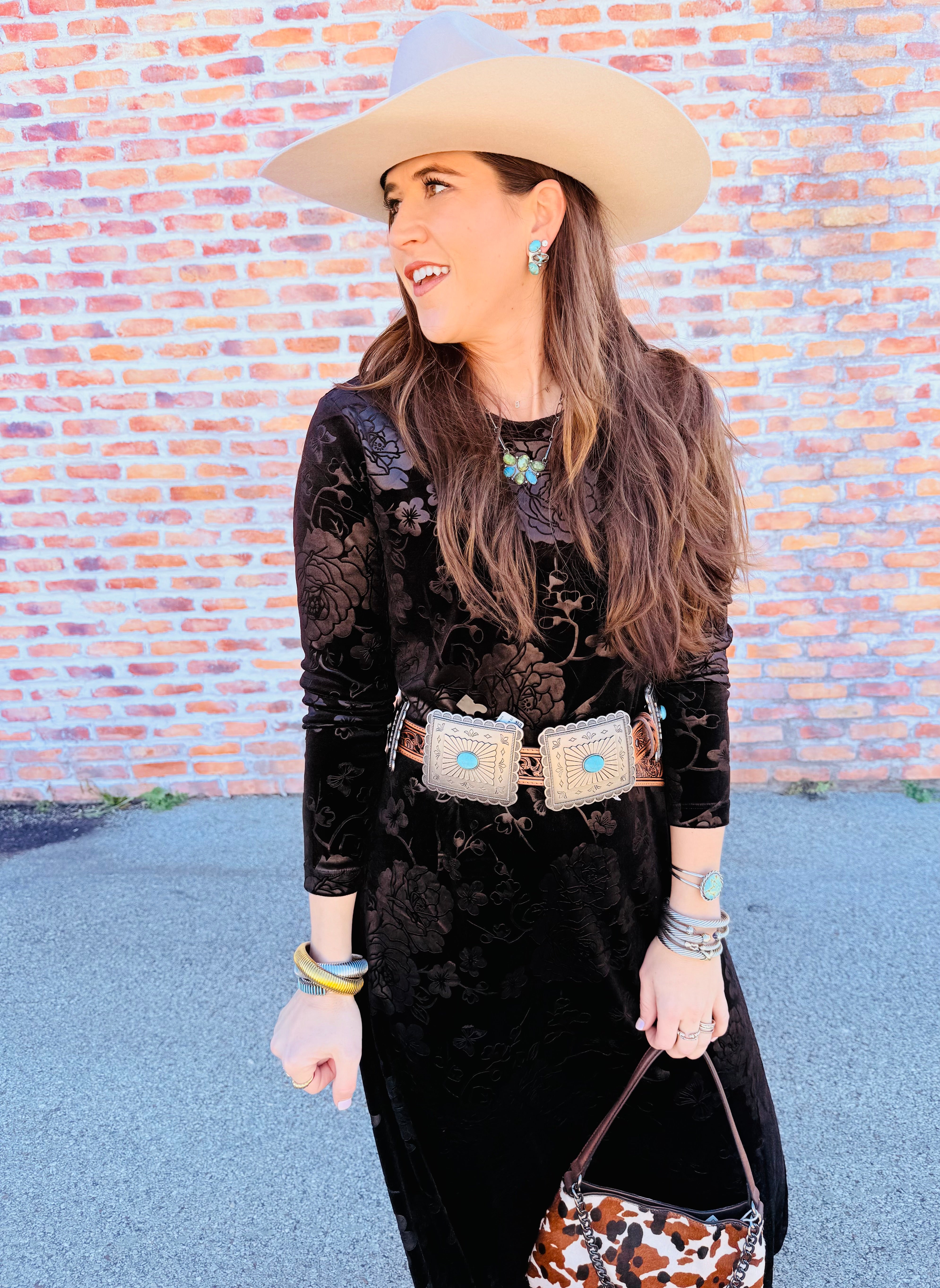 Embossed Stretch Velvet Dress