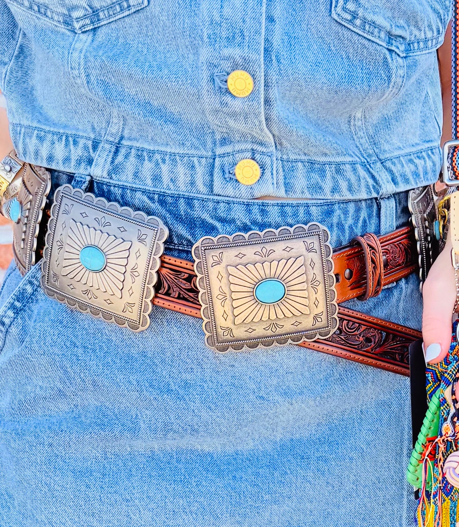 Rectangle Turqouise Concho Belt