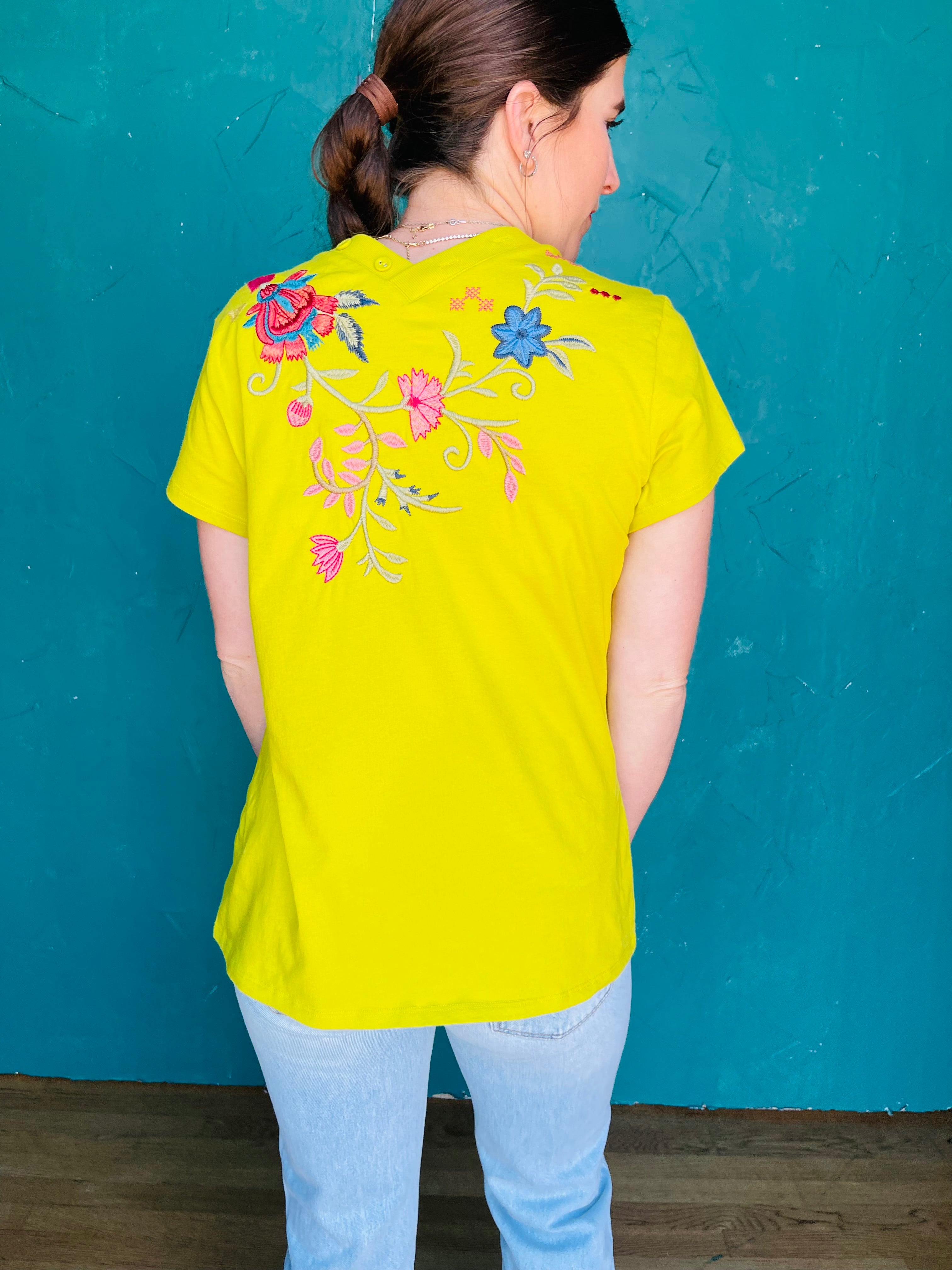 Button Neck Tee - Georgia