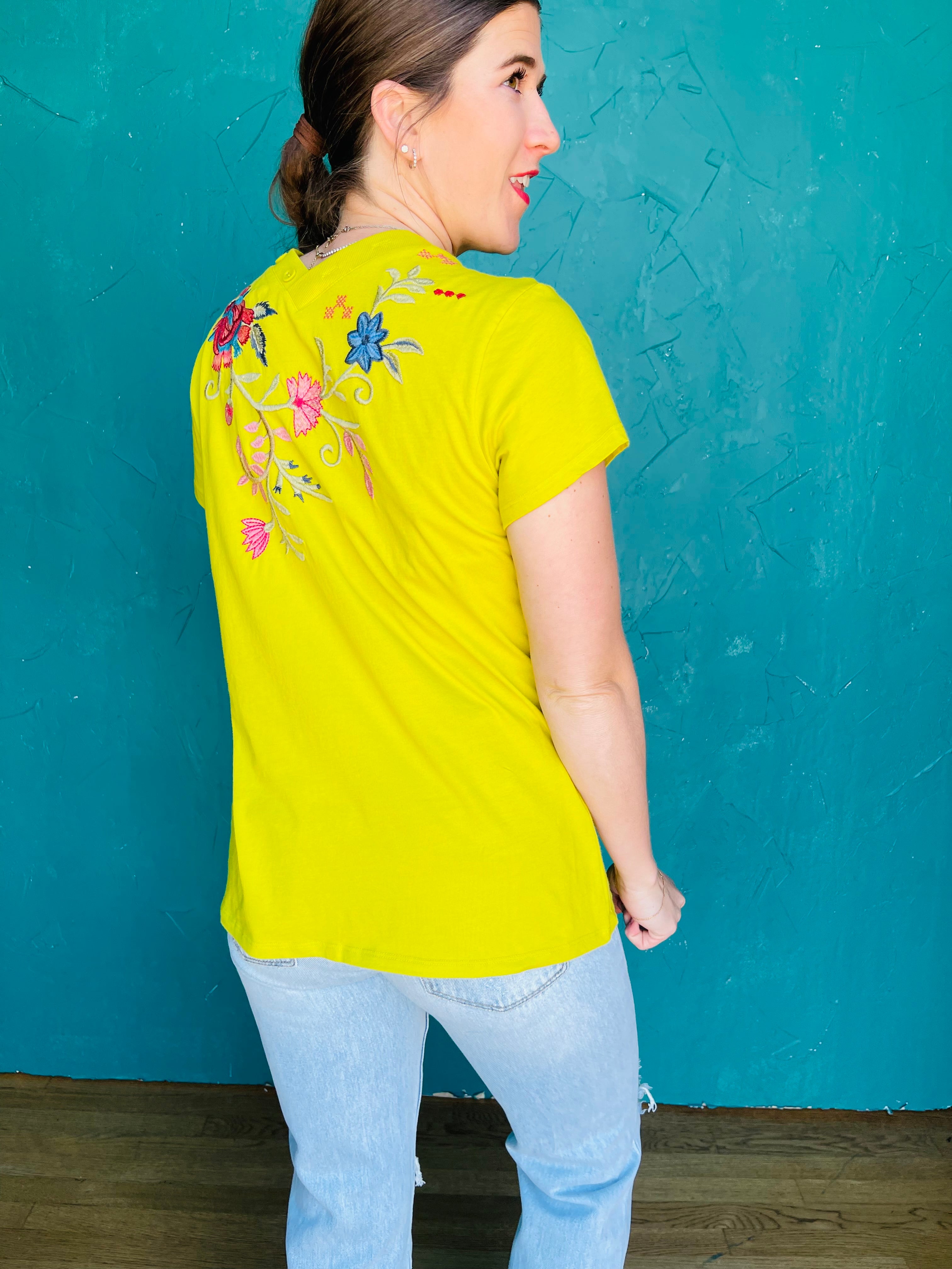 Button Neck Tee - Georgia