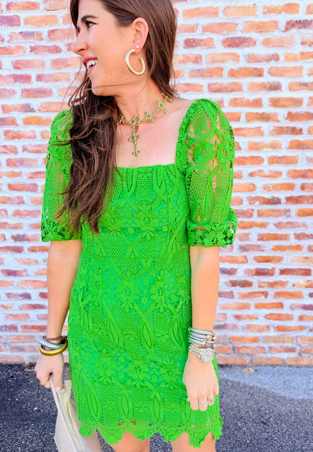 Emery Puff Sleeve Lace Dress