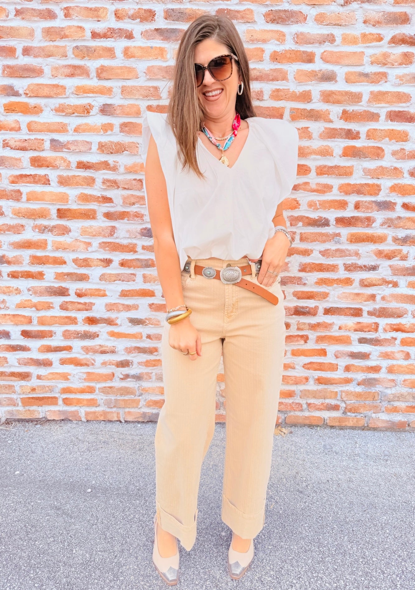 Poplin Vneck Bubble Top