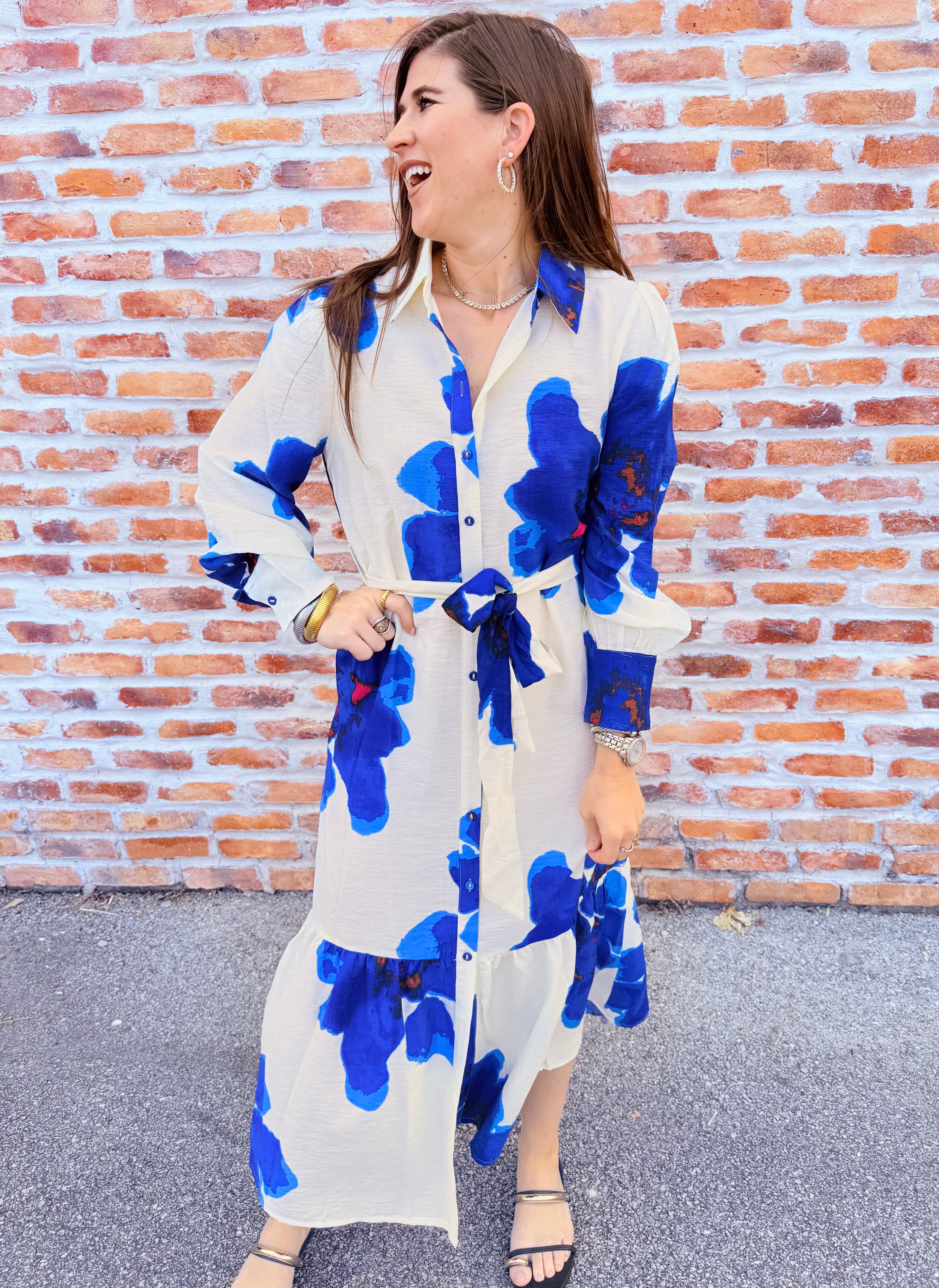 Mila Button Up Midi Dress