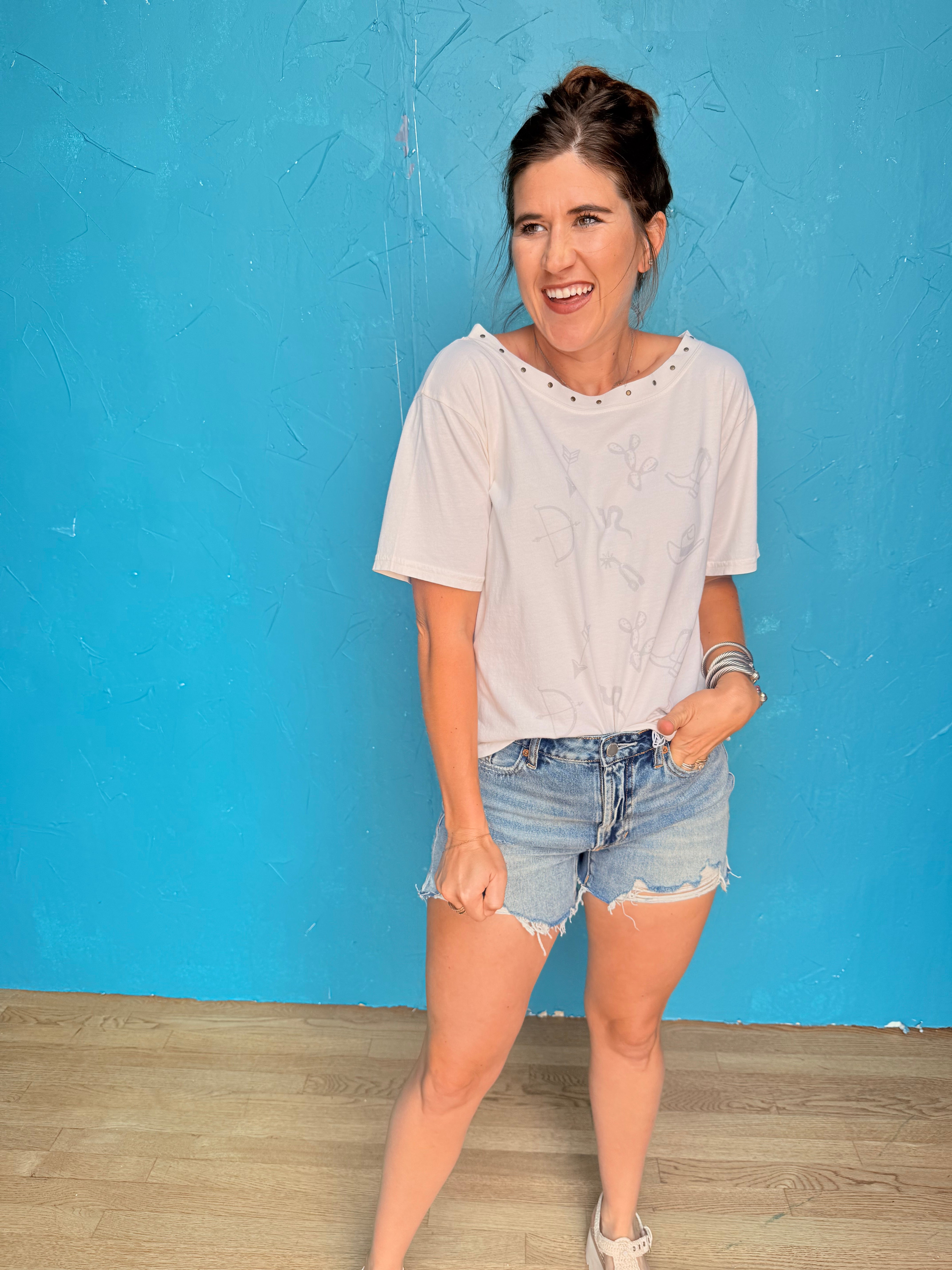 Giddy Up Wide Neck Tee