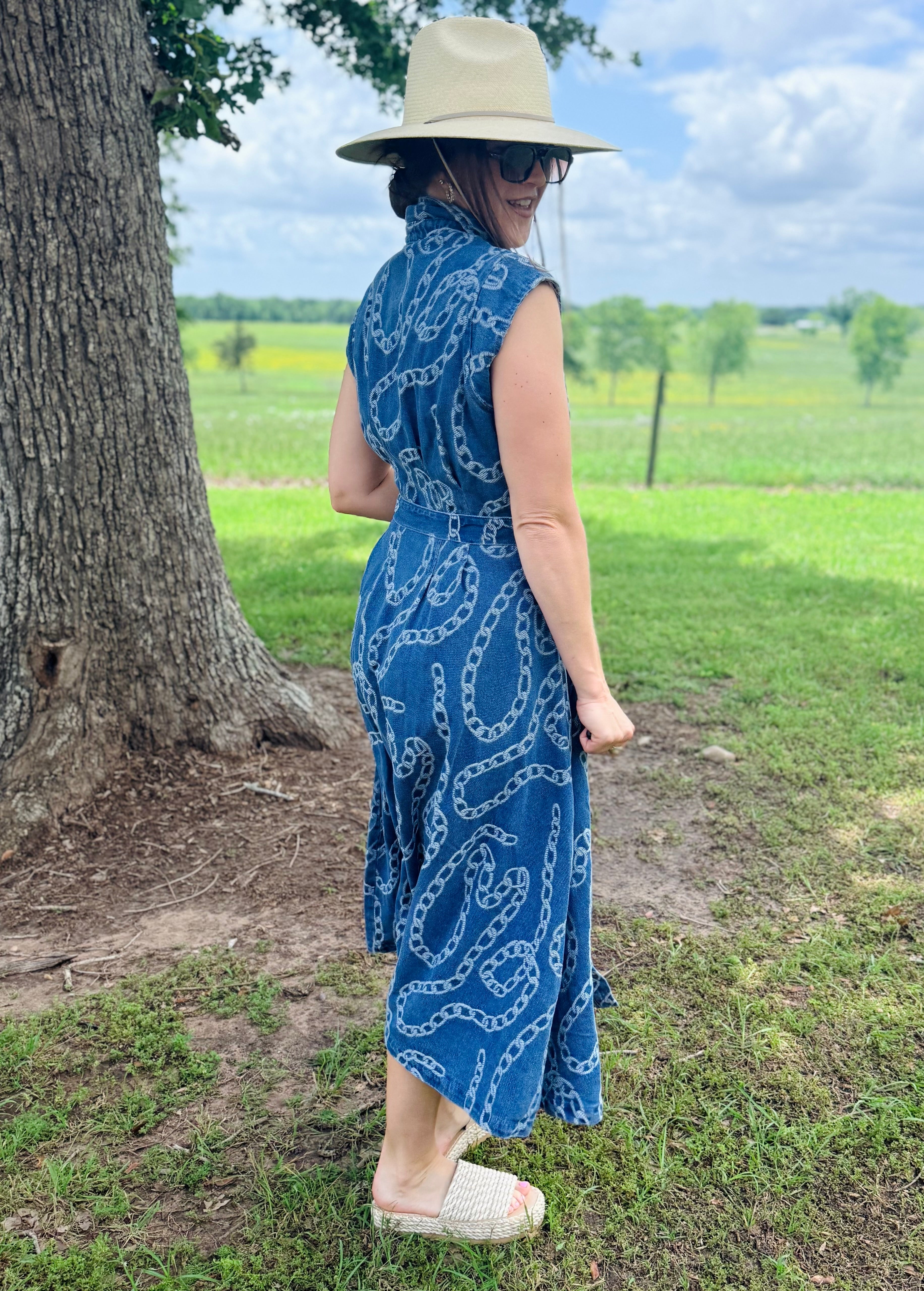 Cap Sleeve Chain Jacquared Dress