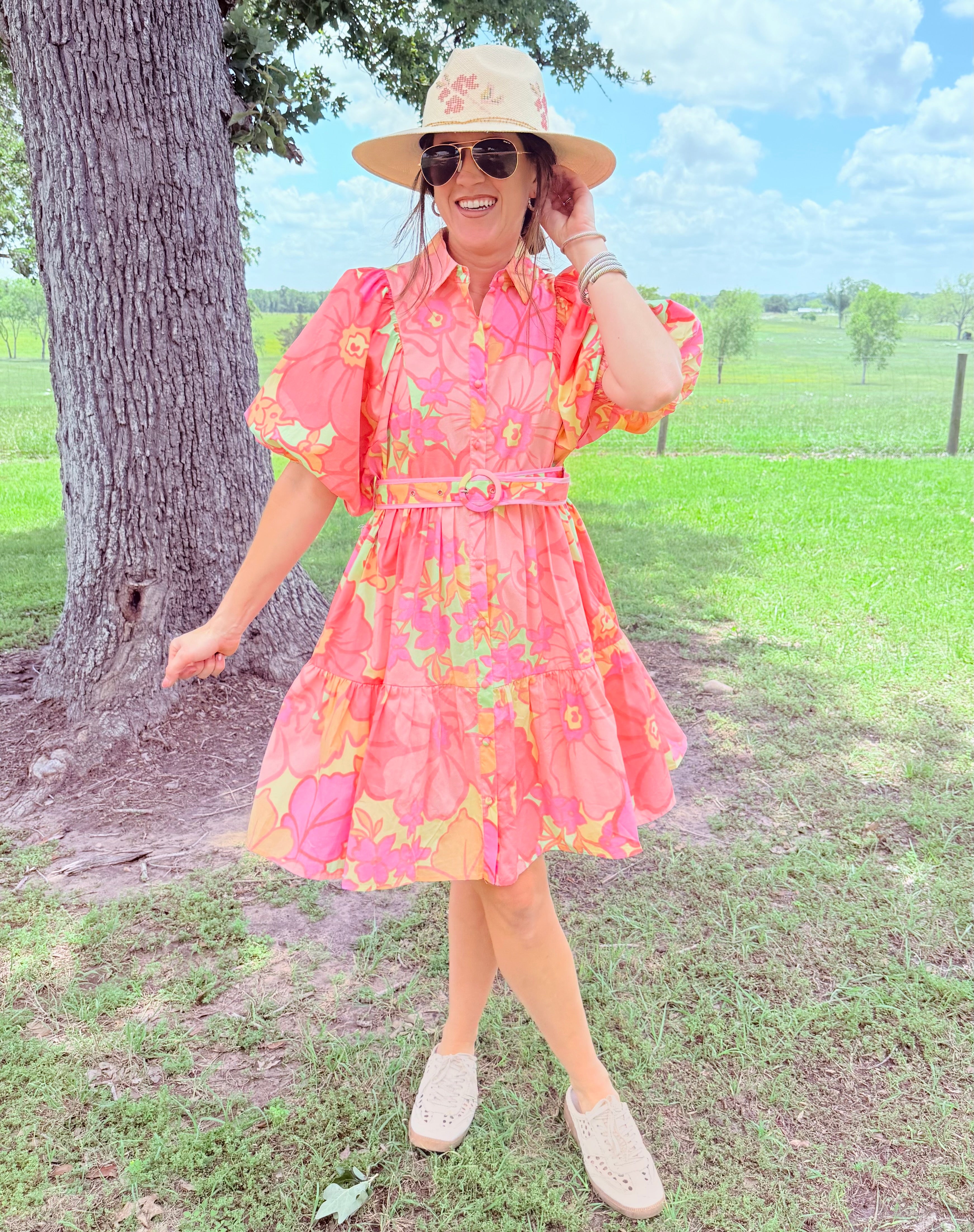 Floral Shirt Dress W/ Belt