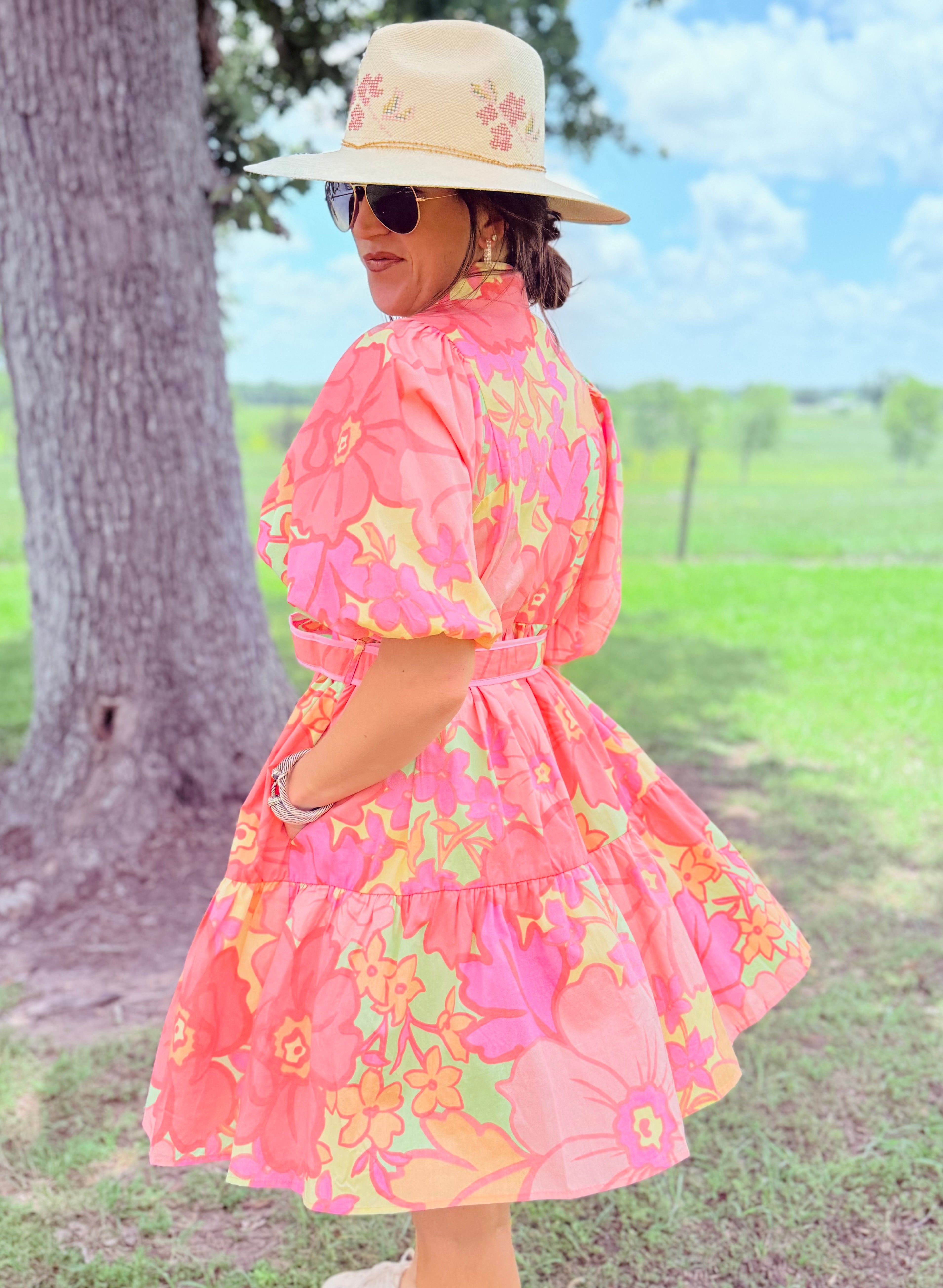 Floral Shirt Dress W/ Belt