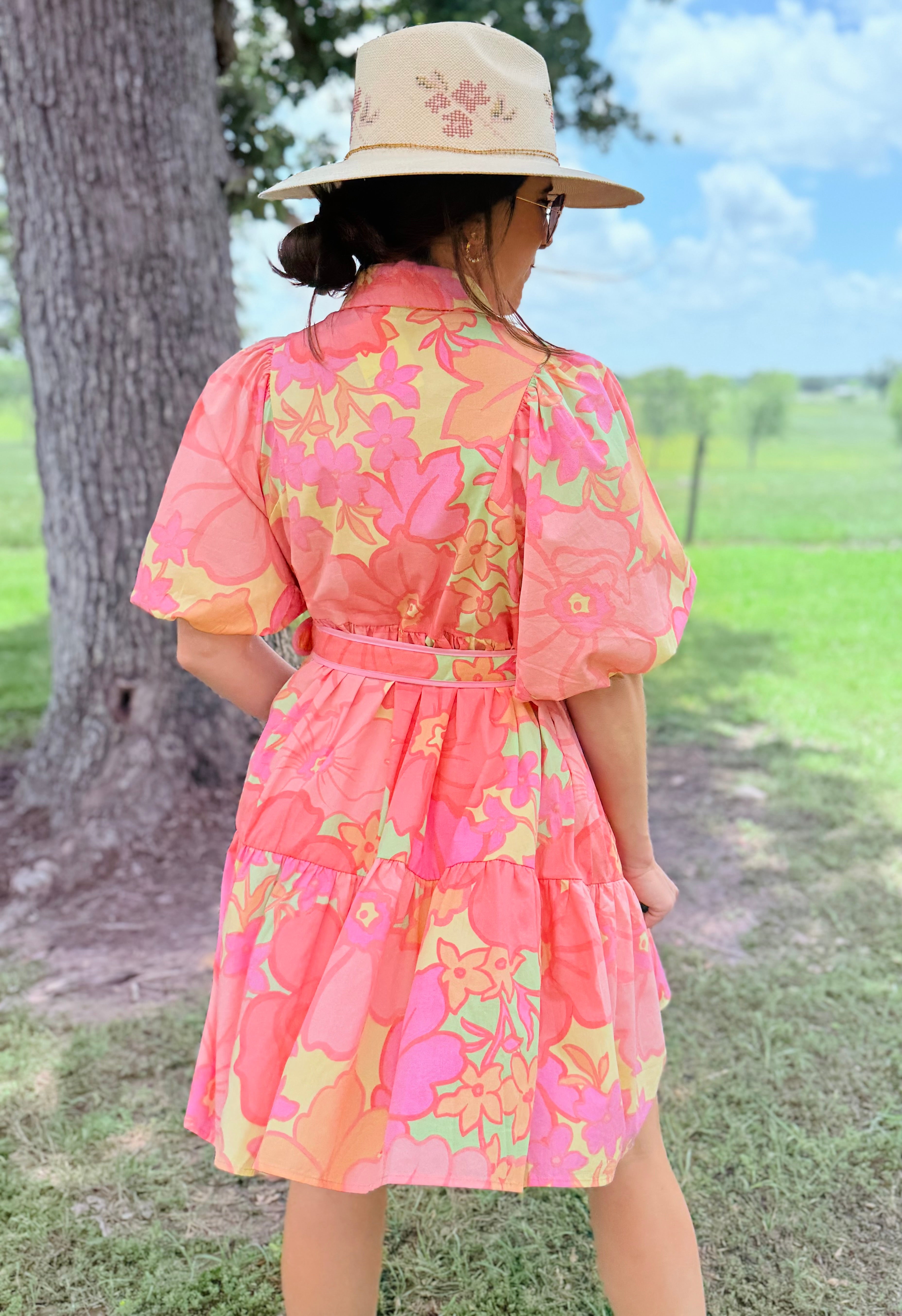 Floral Shirt Dress W/ Belt