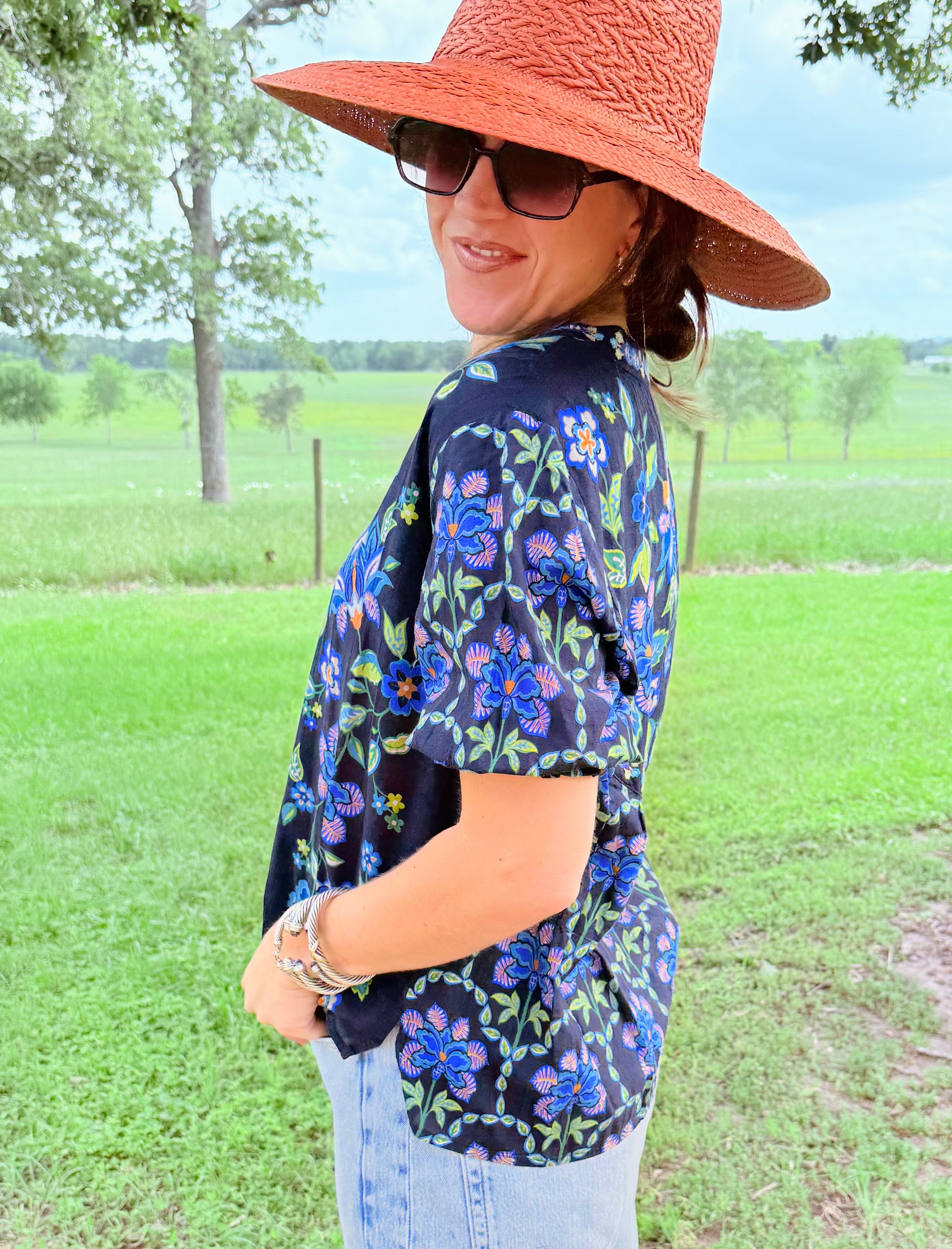 Delmira Smocked Sleeve Paris Blouse