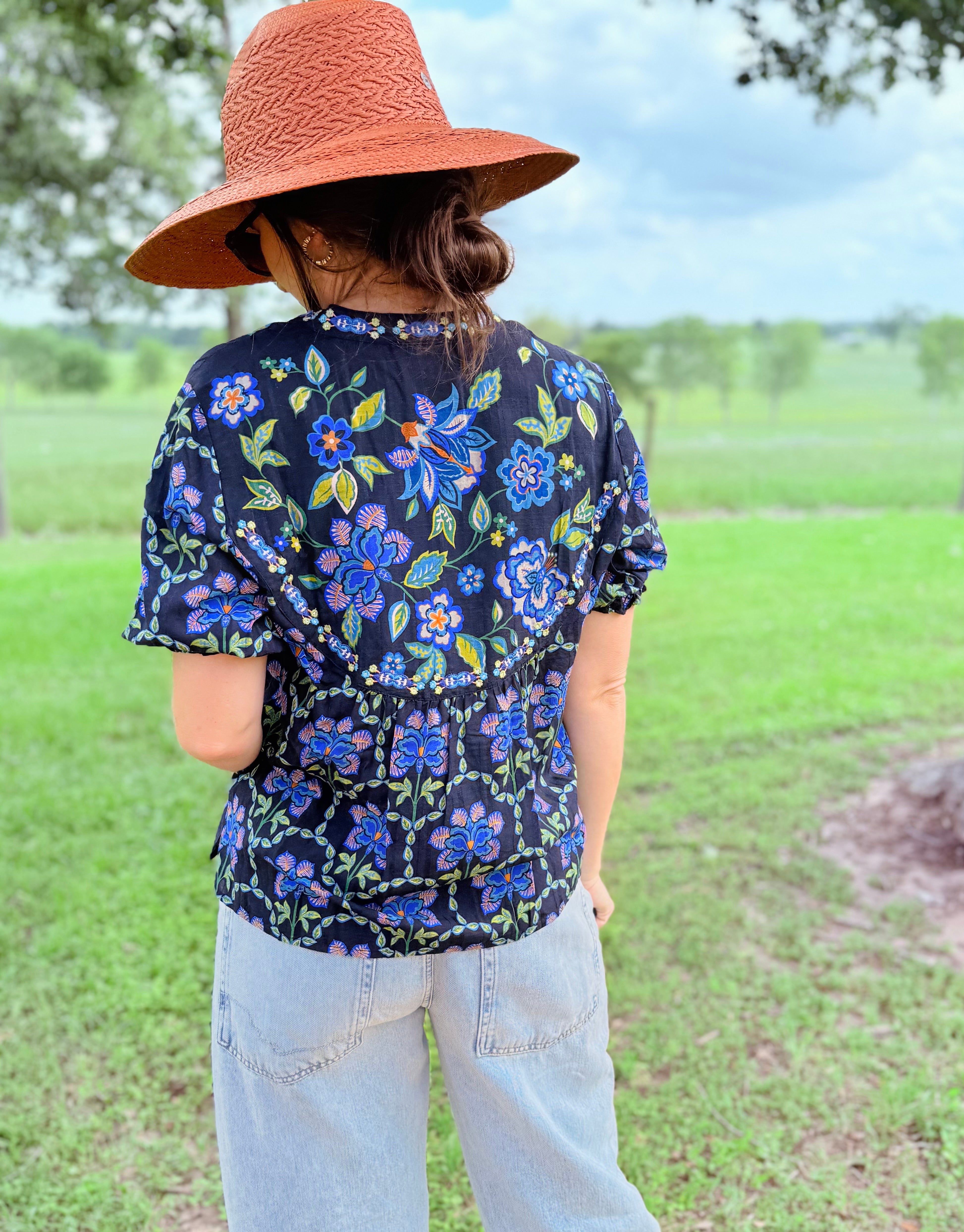 Delmira Smocked Sleeve Paris Blouse