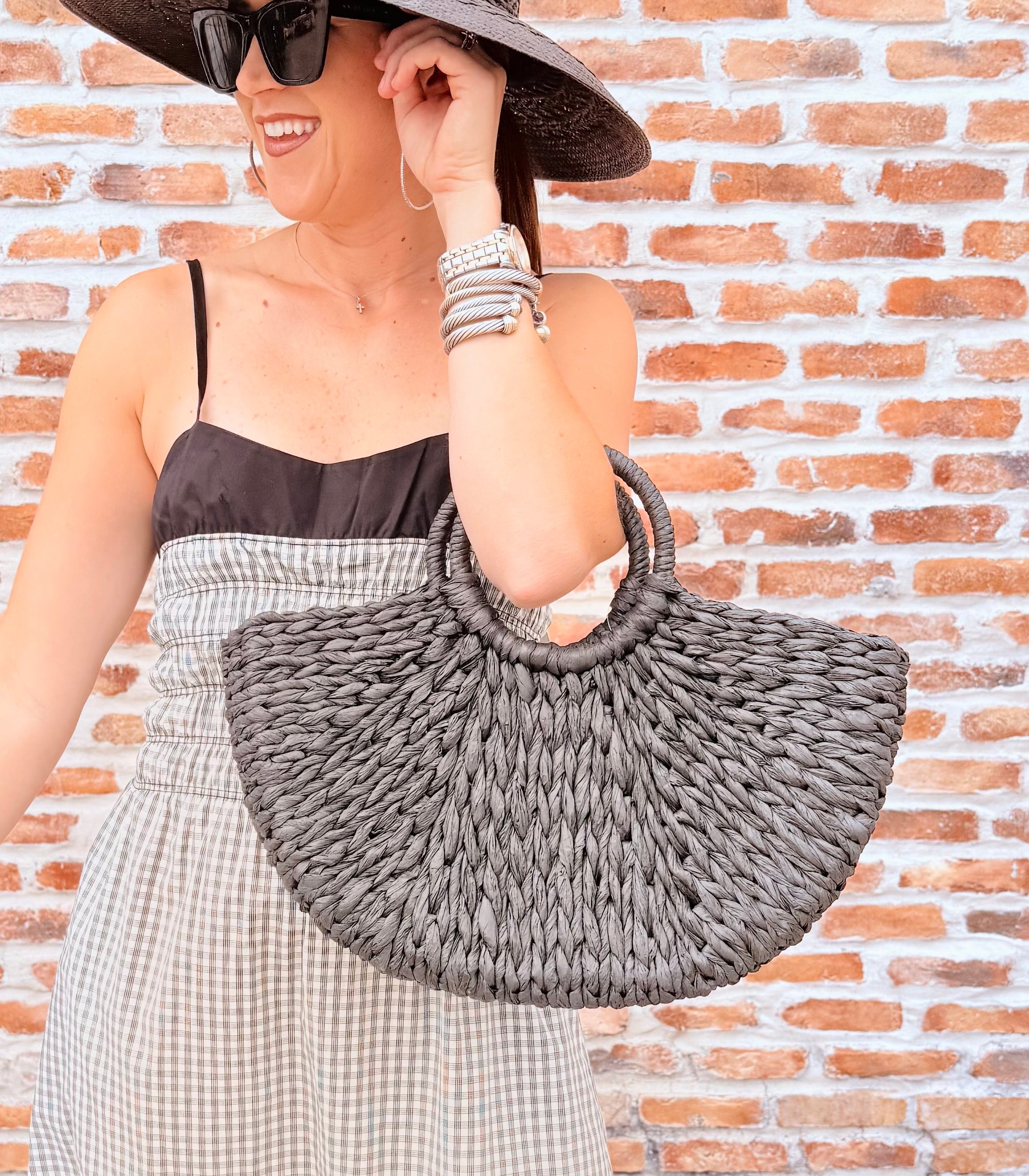Roxy Half Circle Rafia Bag