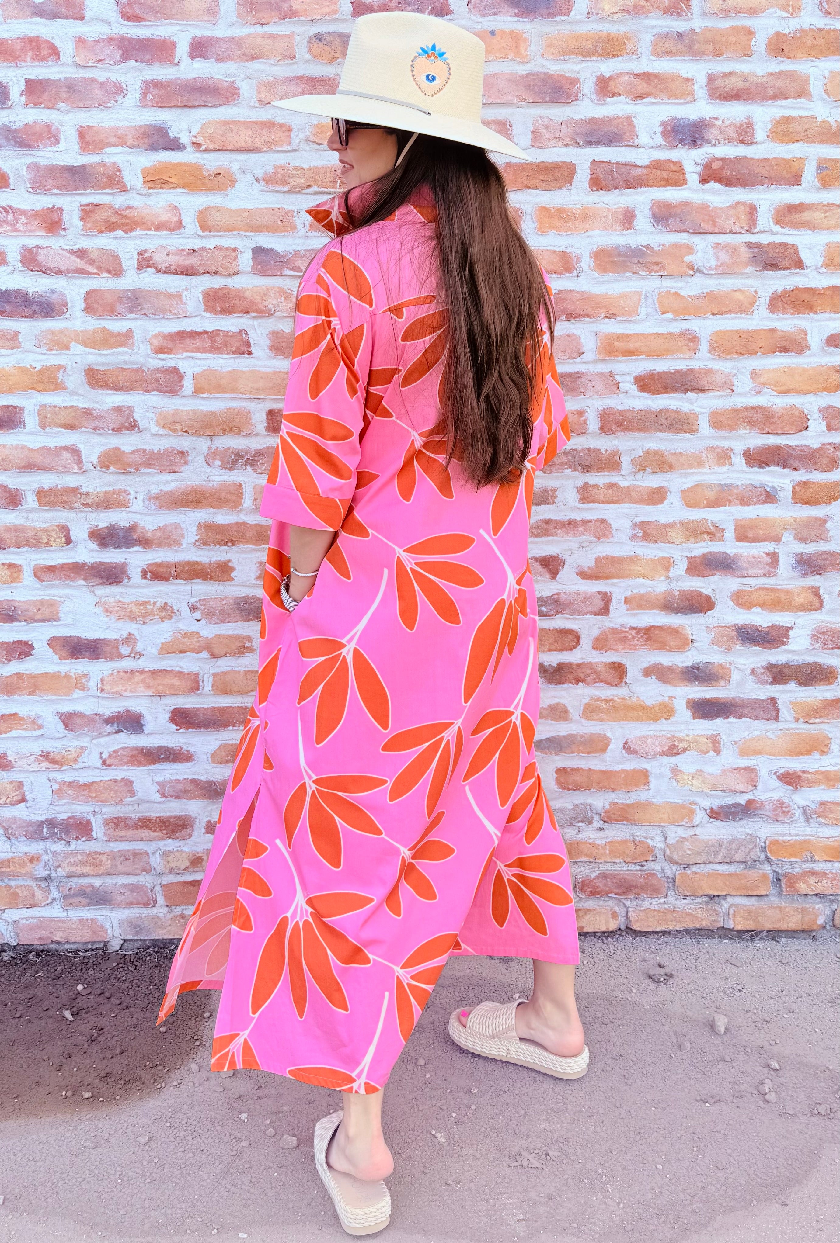 Palm Leaf Floral Maxi Dress