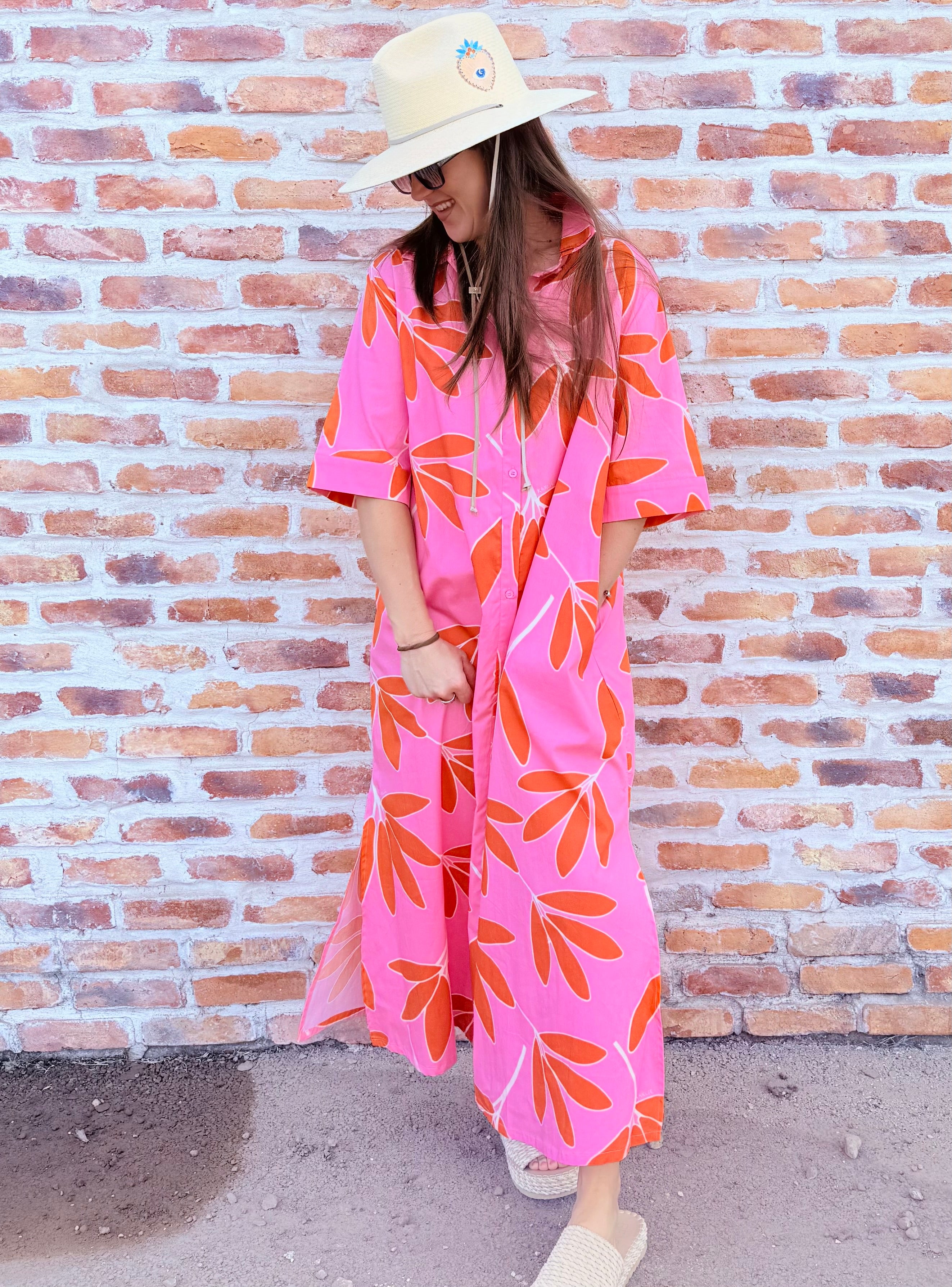 Palm Leaf Floral Maxi Dress