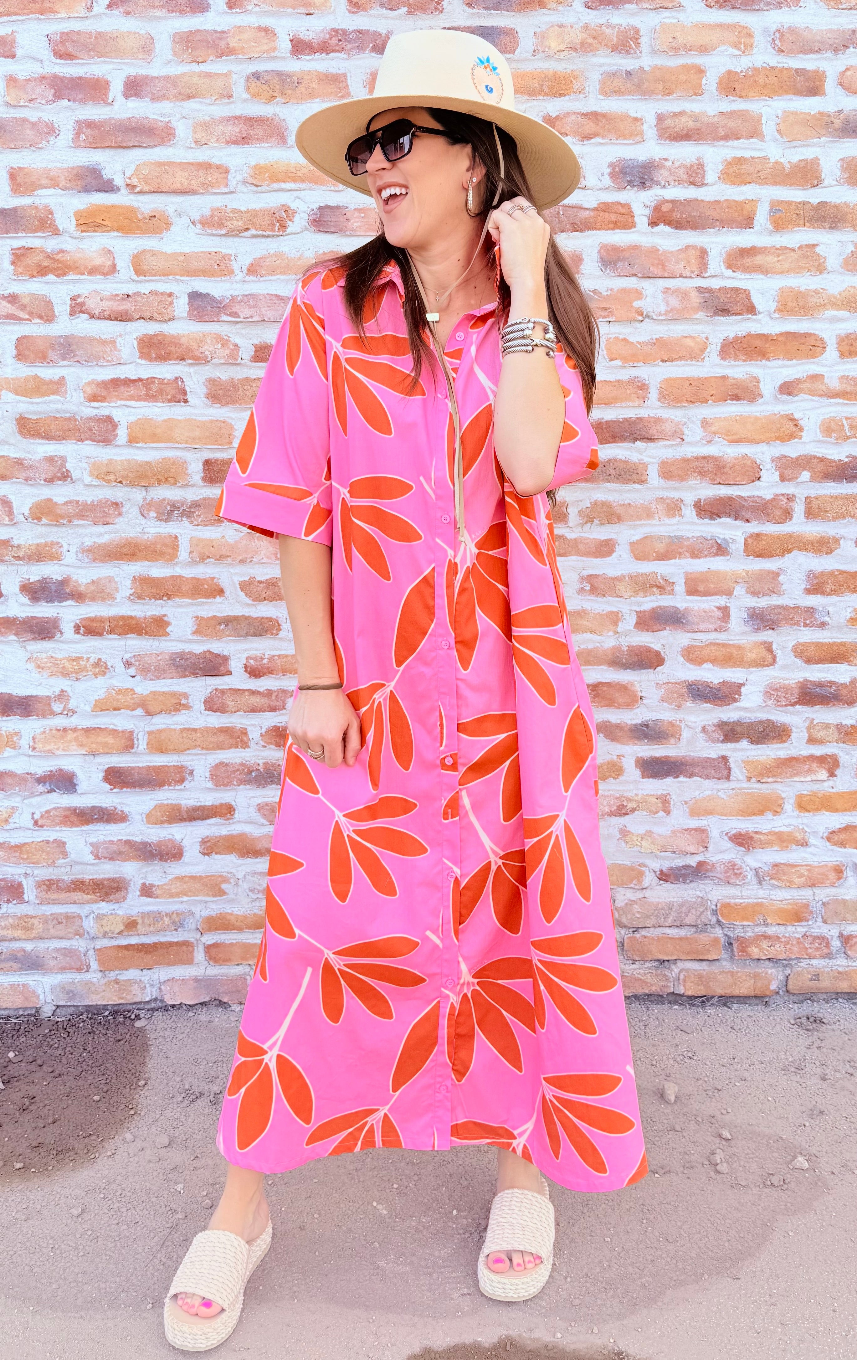 Palm Leaf Floral Maxi Dress