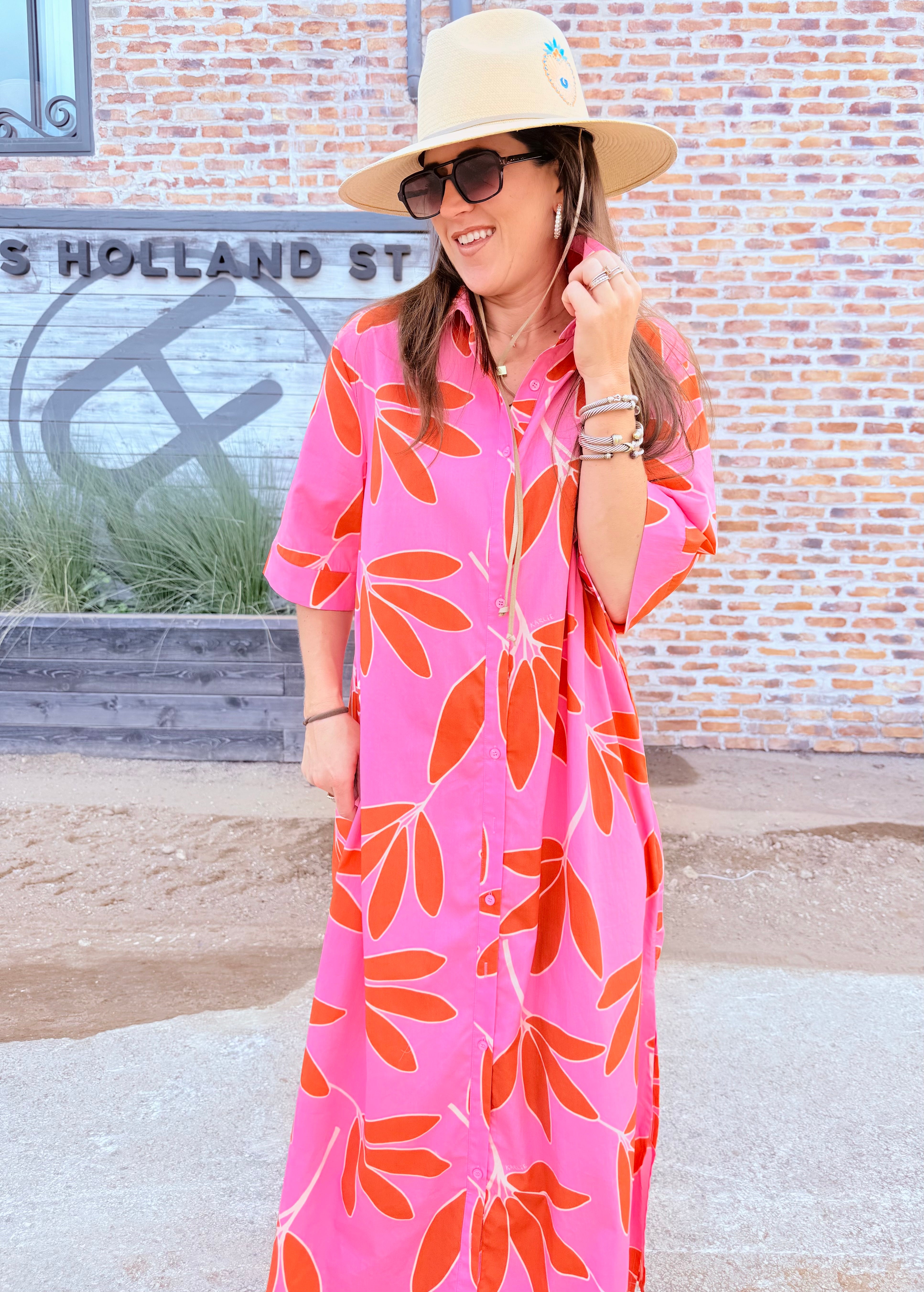 Palm Leaf Floral Maxi Dress