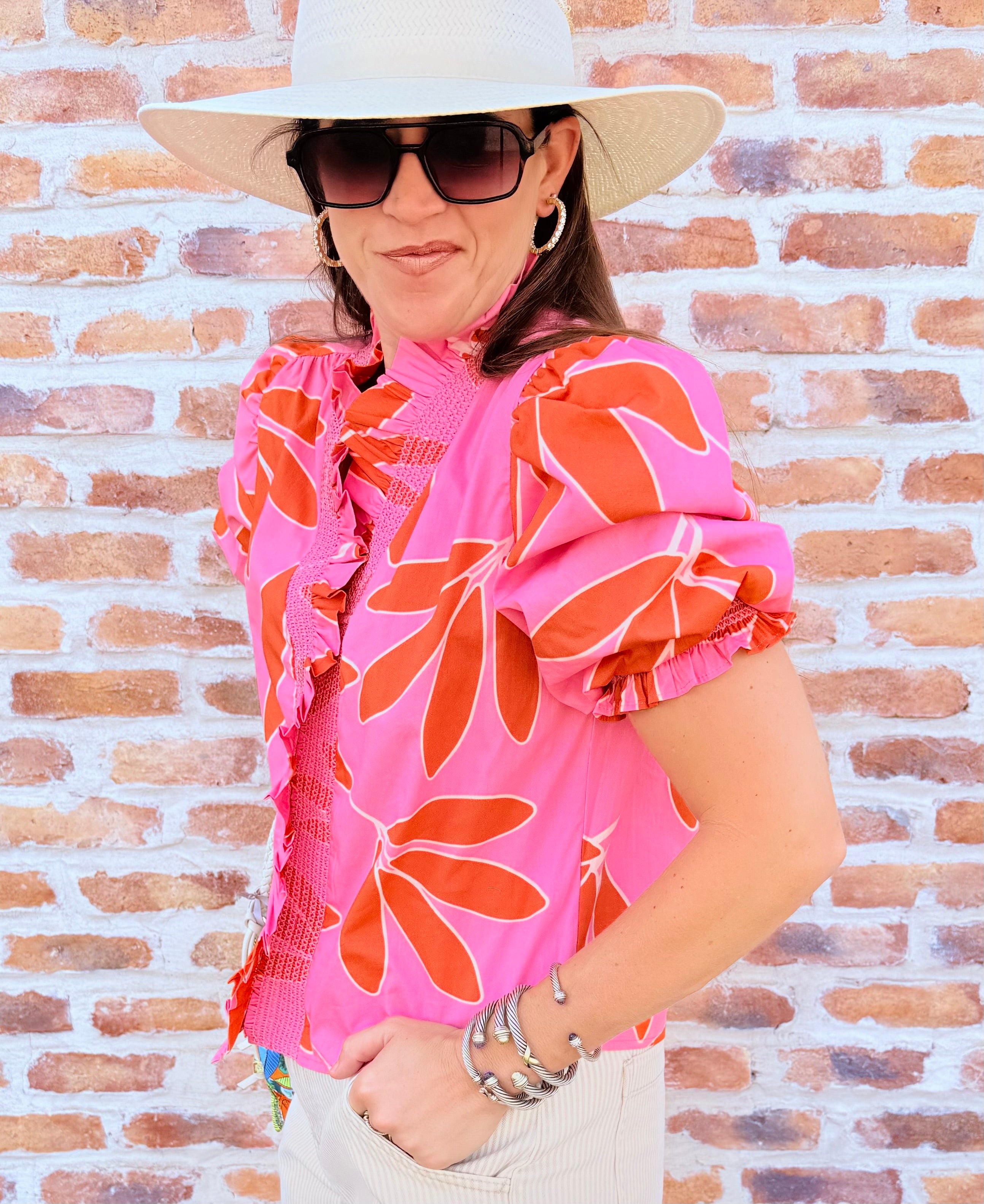 Palm Leaf Floral Top