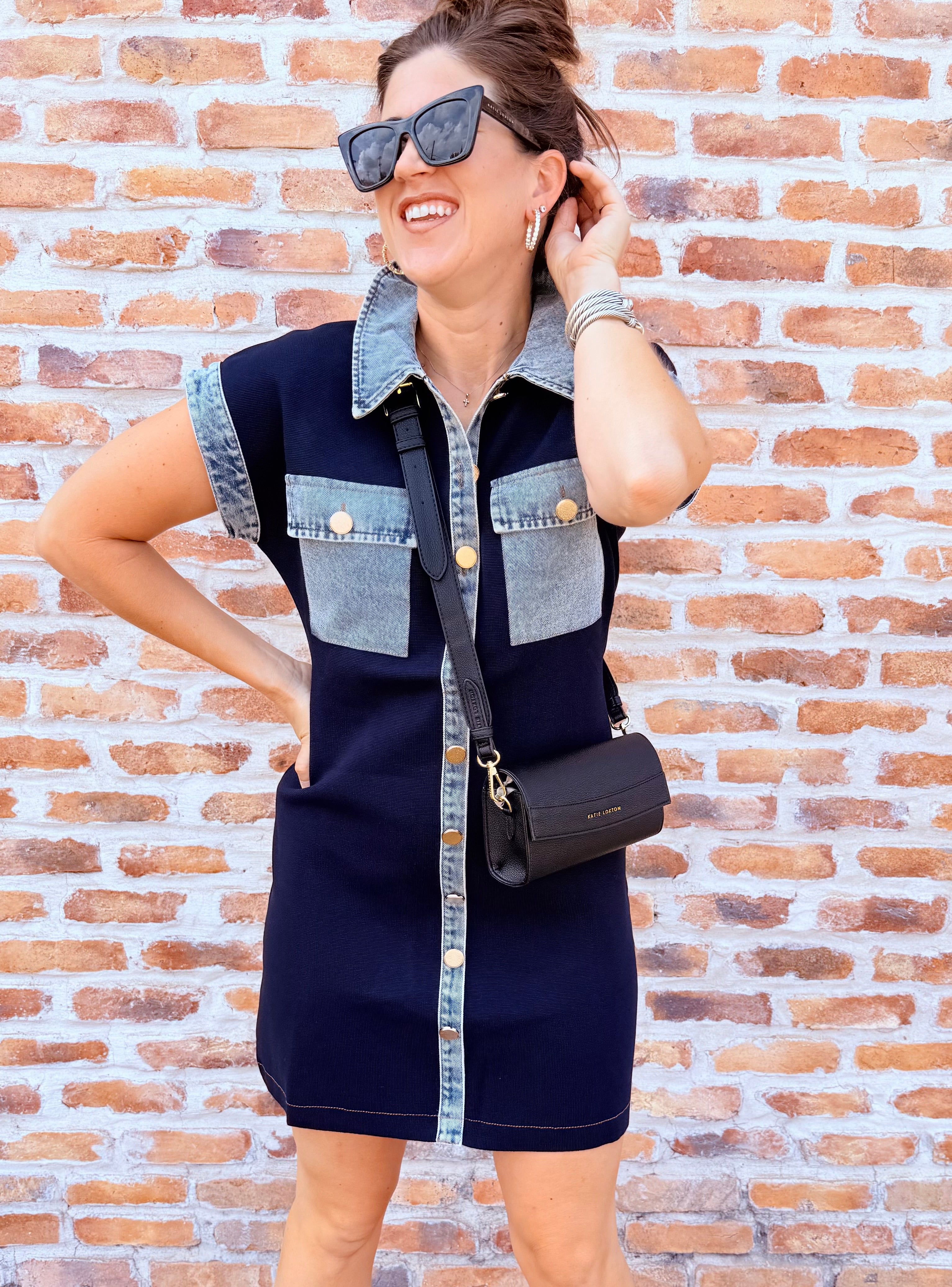 Knit Short Denim Dress