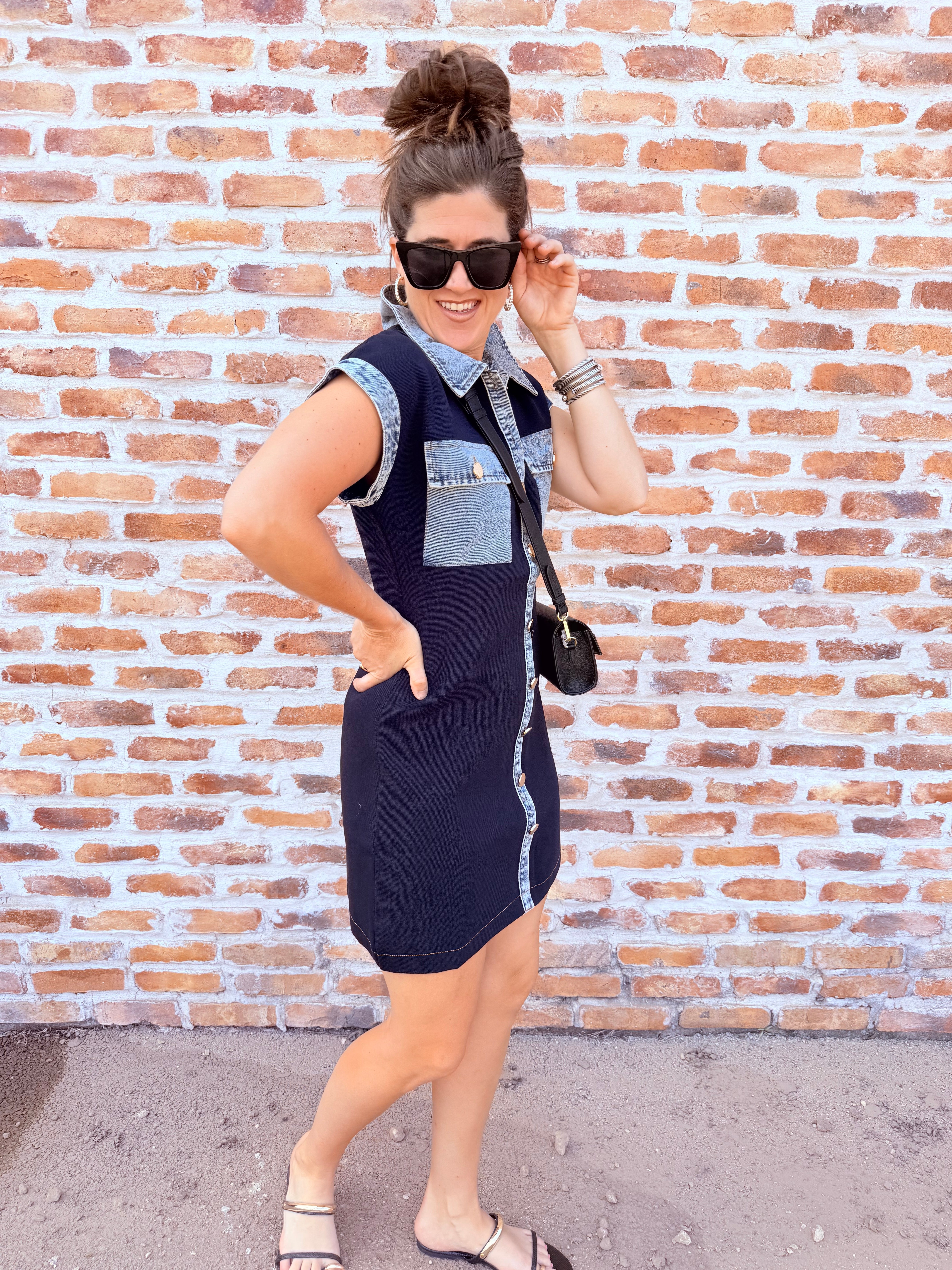 Knit Short Denim Dress