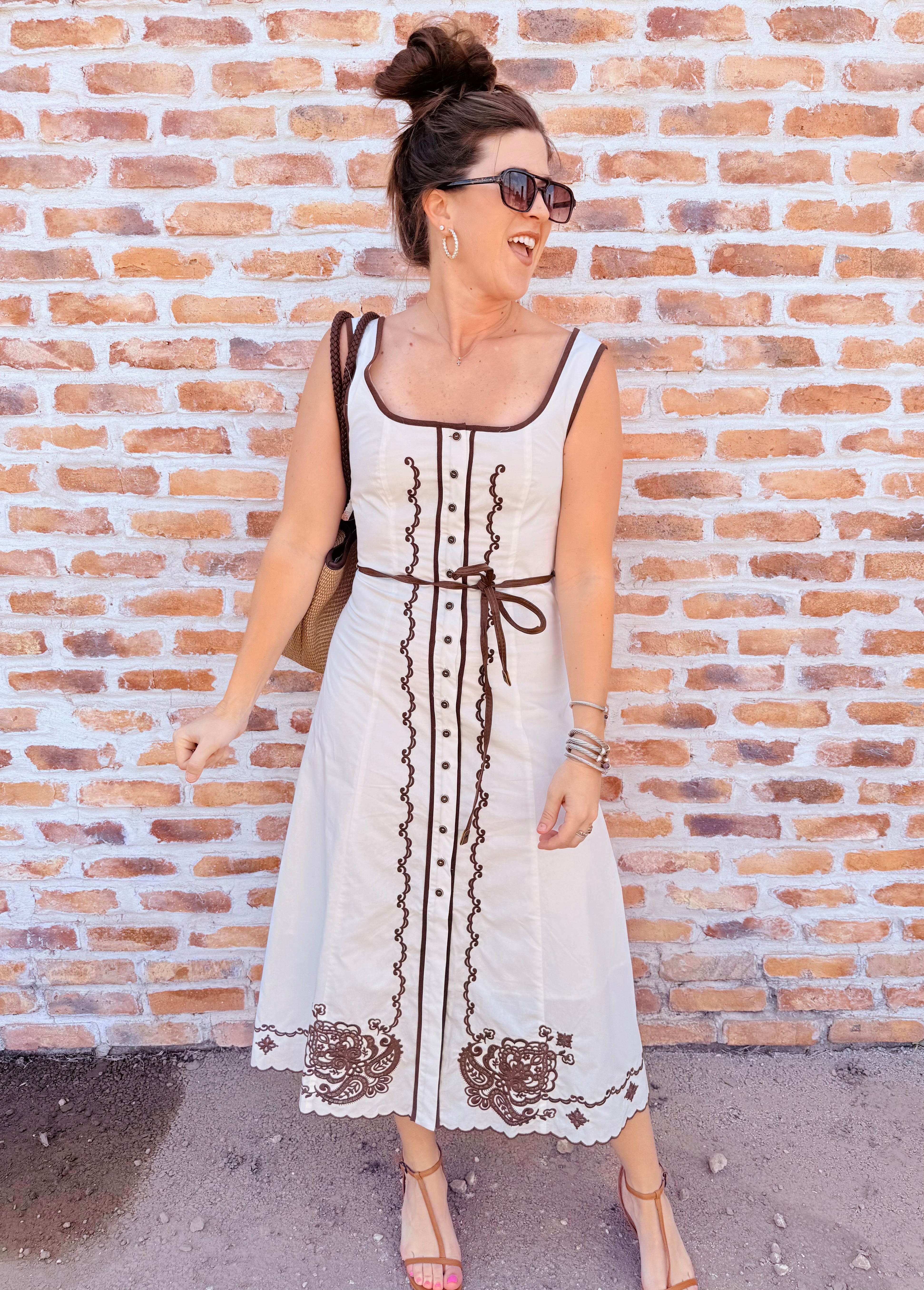 Embroidered White Dress