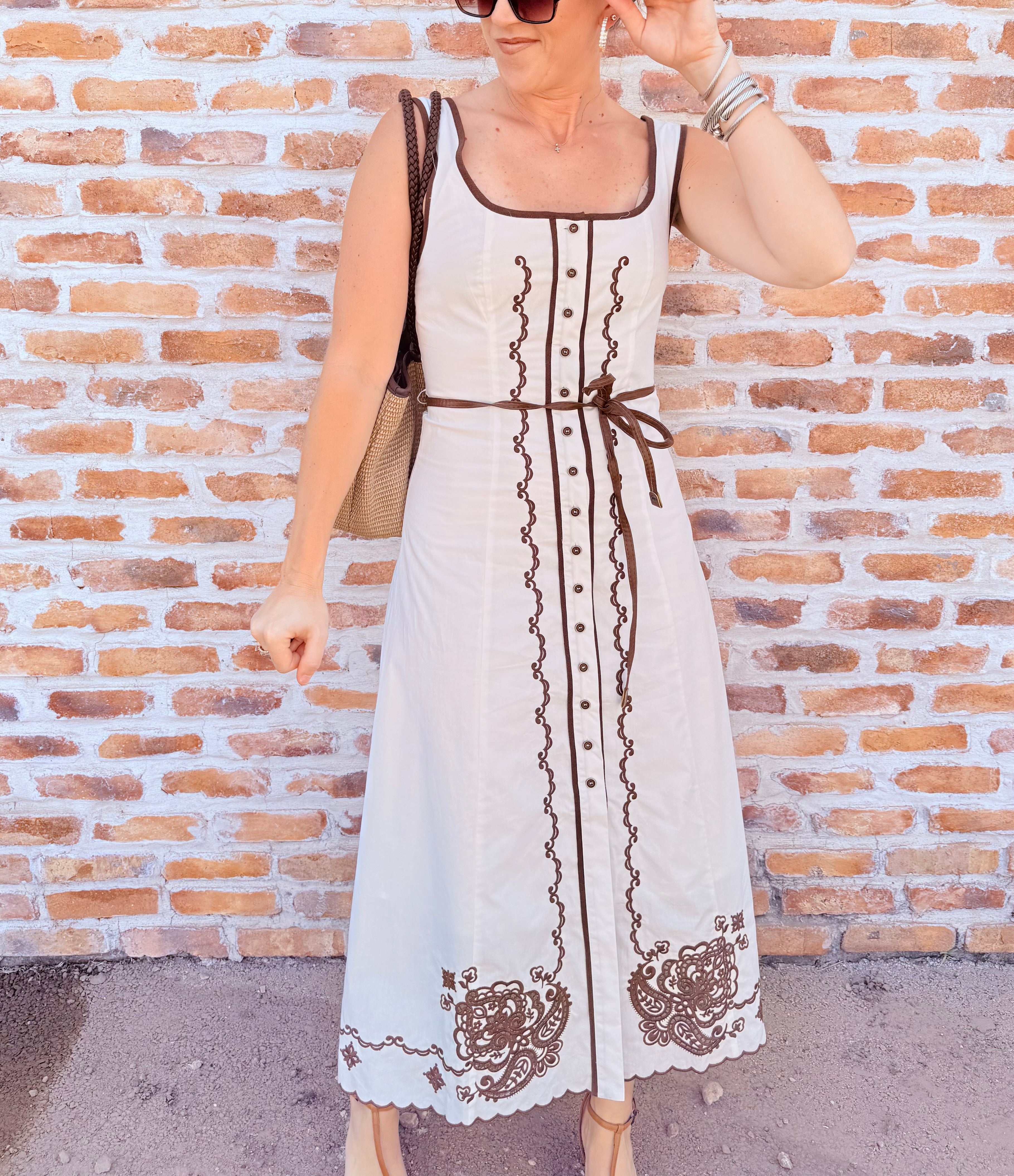 Embroidered White Dress