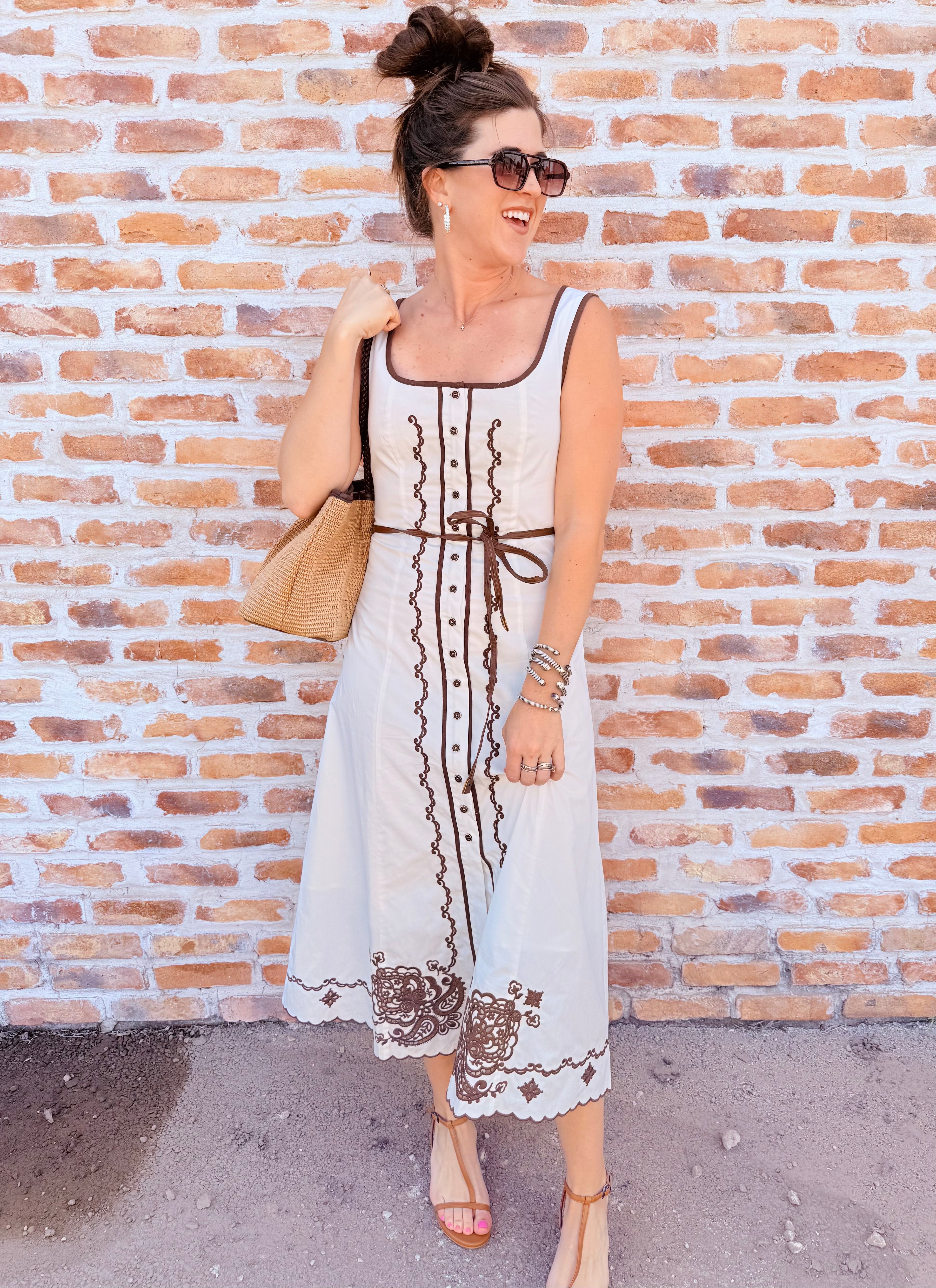 Embroidered White Dress