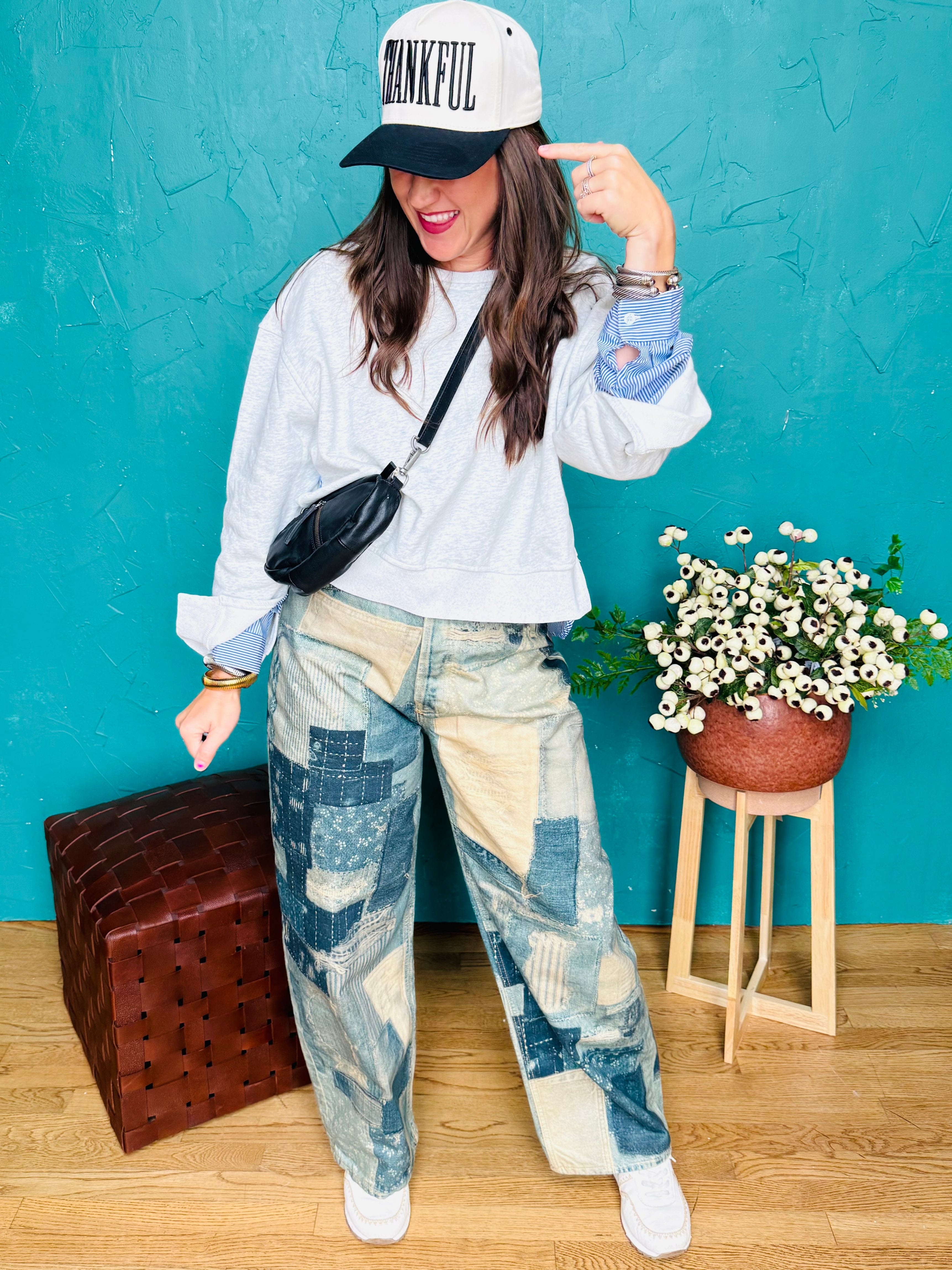 Long Sleeve Mixed Media Top