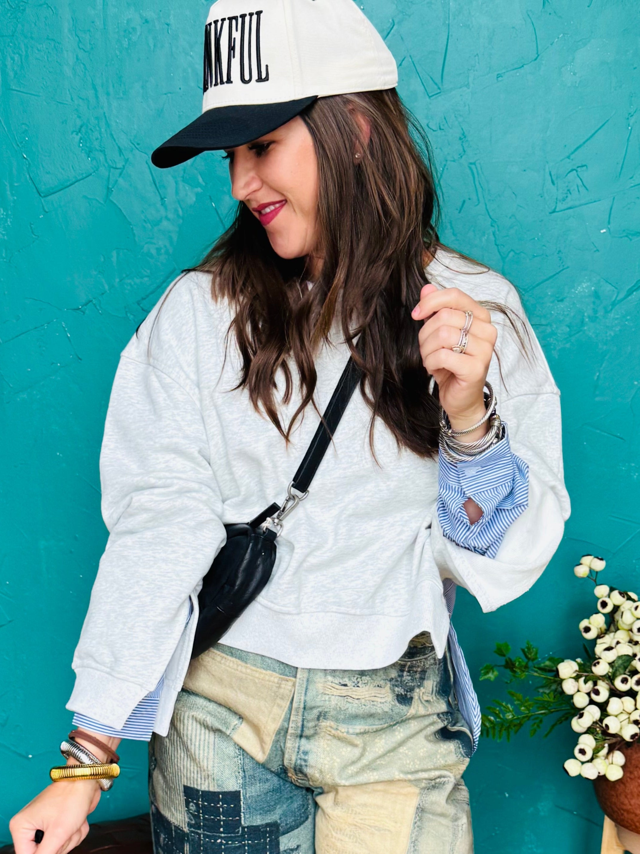 Long Sleeve Mixed Media Top