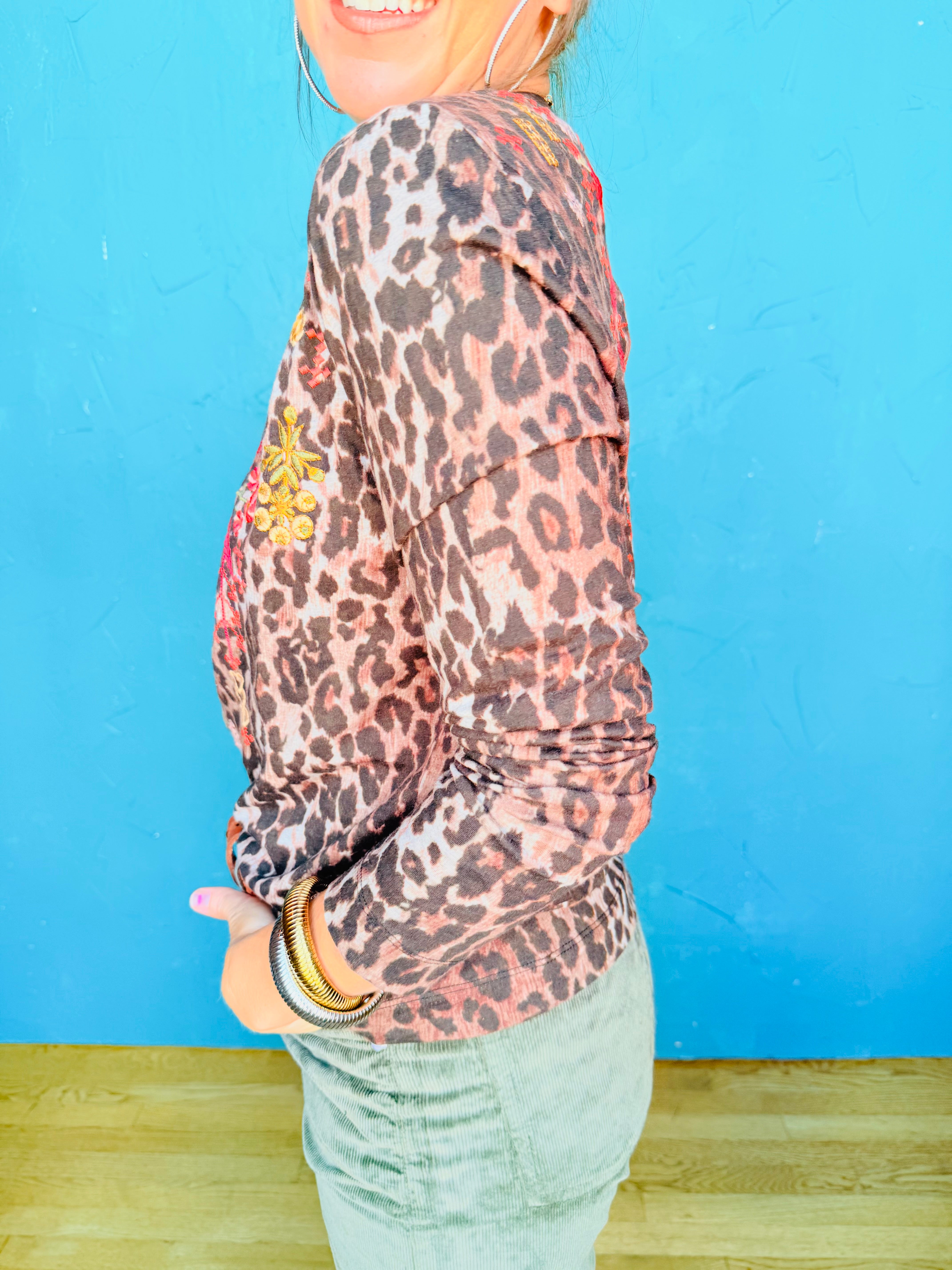 Mixed Media Henley T-Shirt