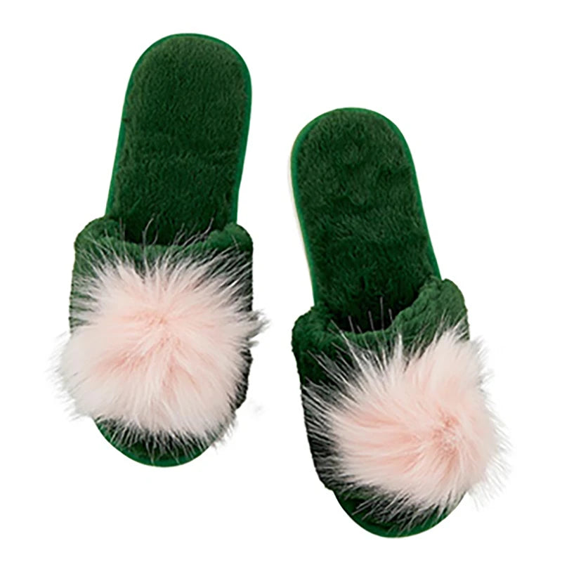 Plush Pom Pom Slippers