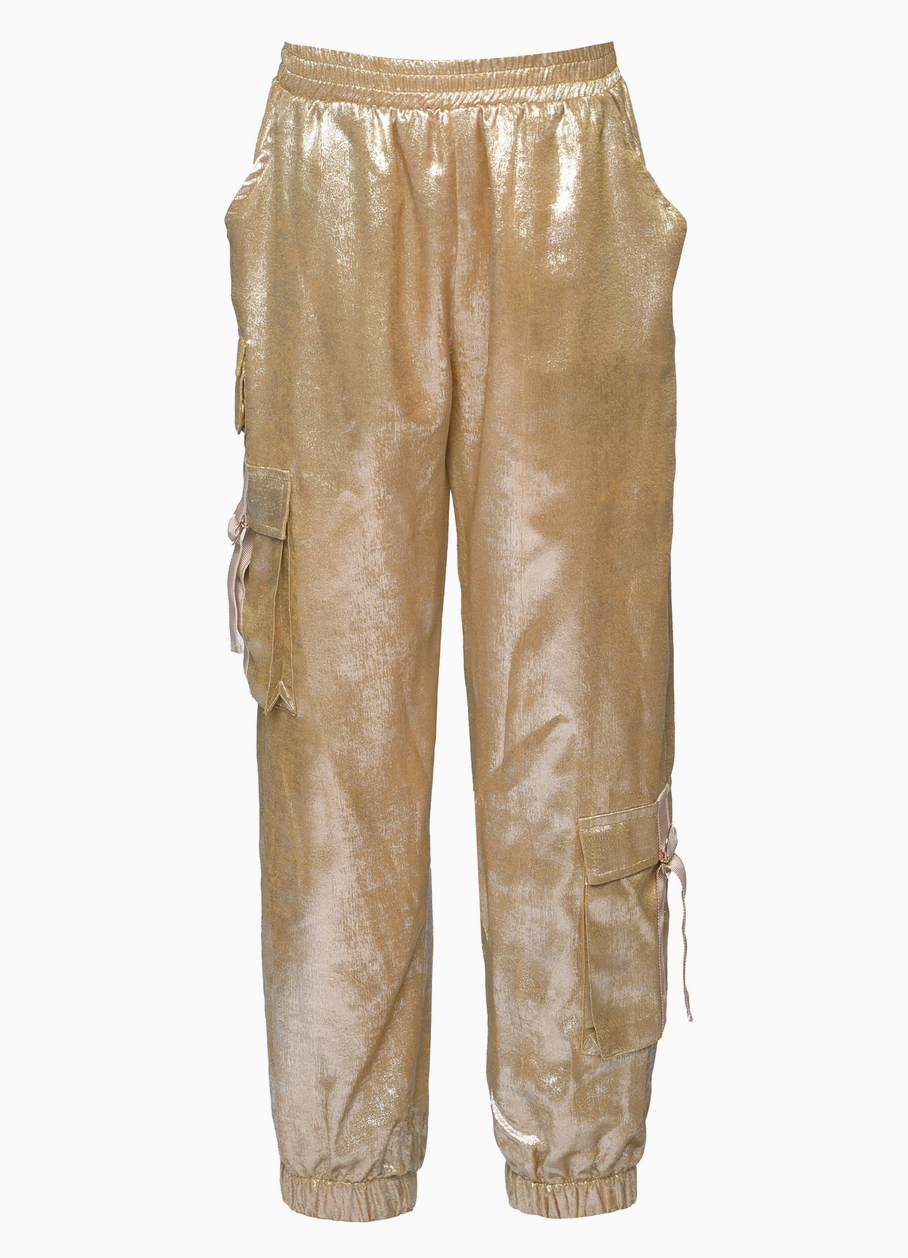 Metallic Cargo Jogger Pants