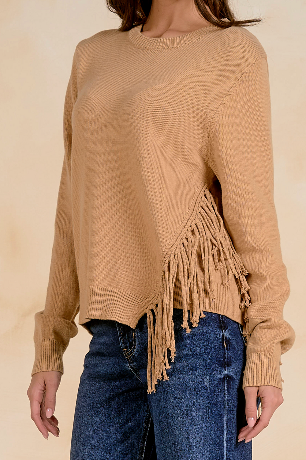 Sweater Crew Neck Fringe