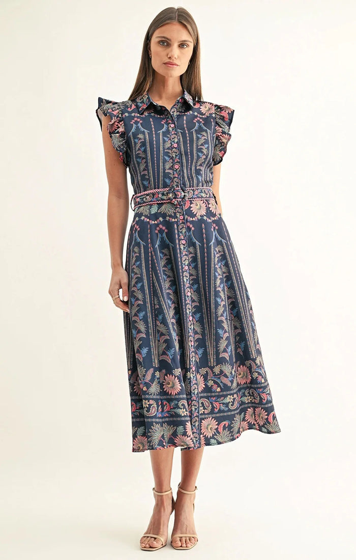 Karly Ruffled Shirt Midi Dress