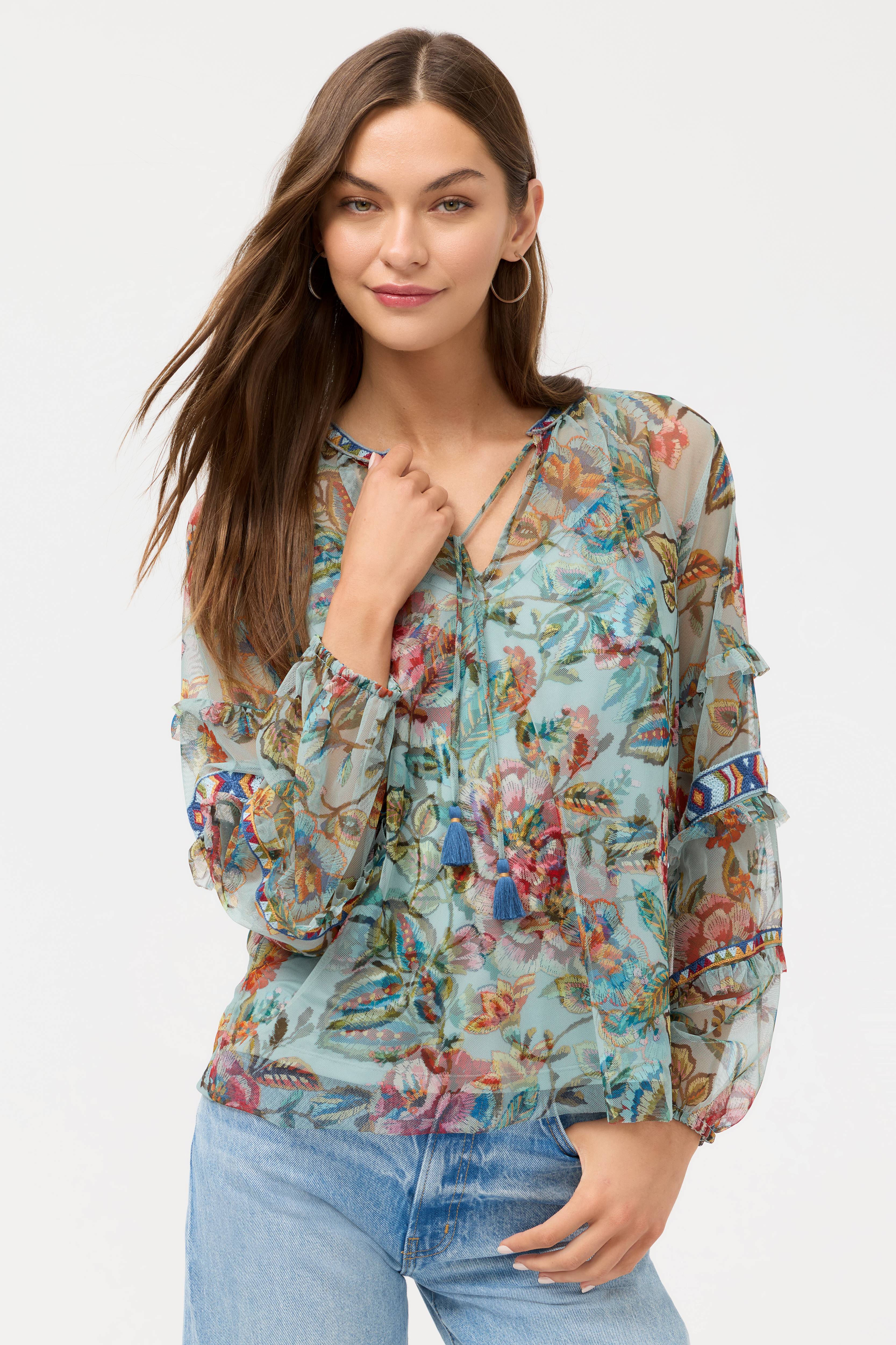 Gillian Saphire Mesh Blouse