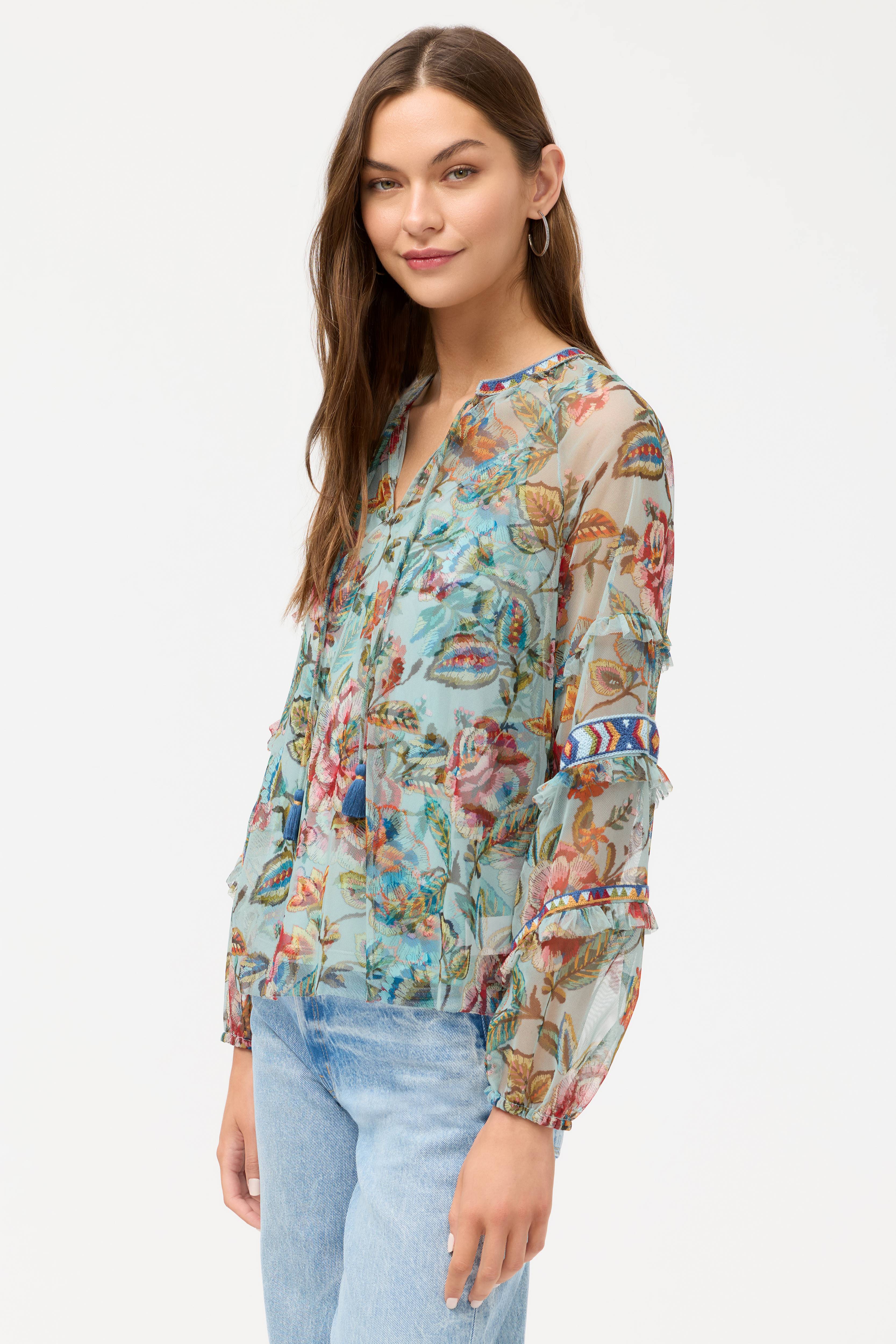 Gillian Saphire Mesh Blouse