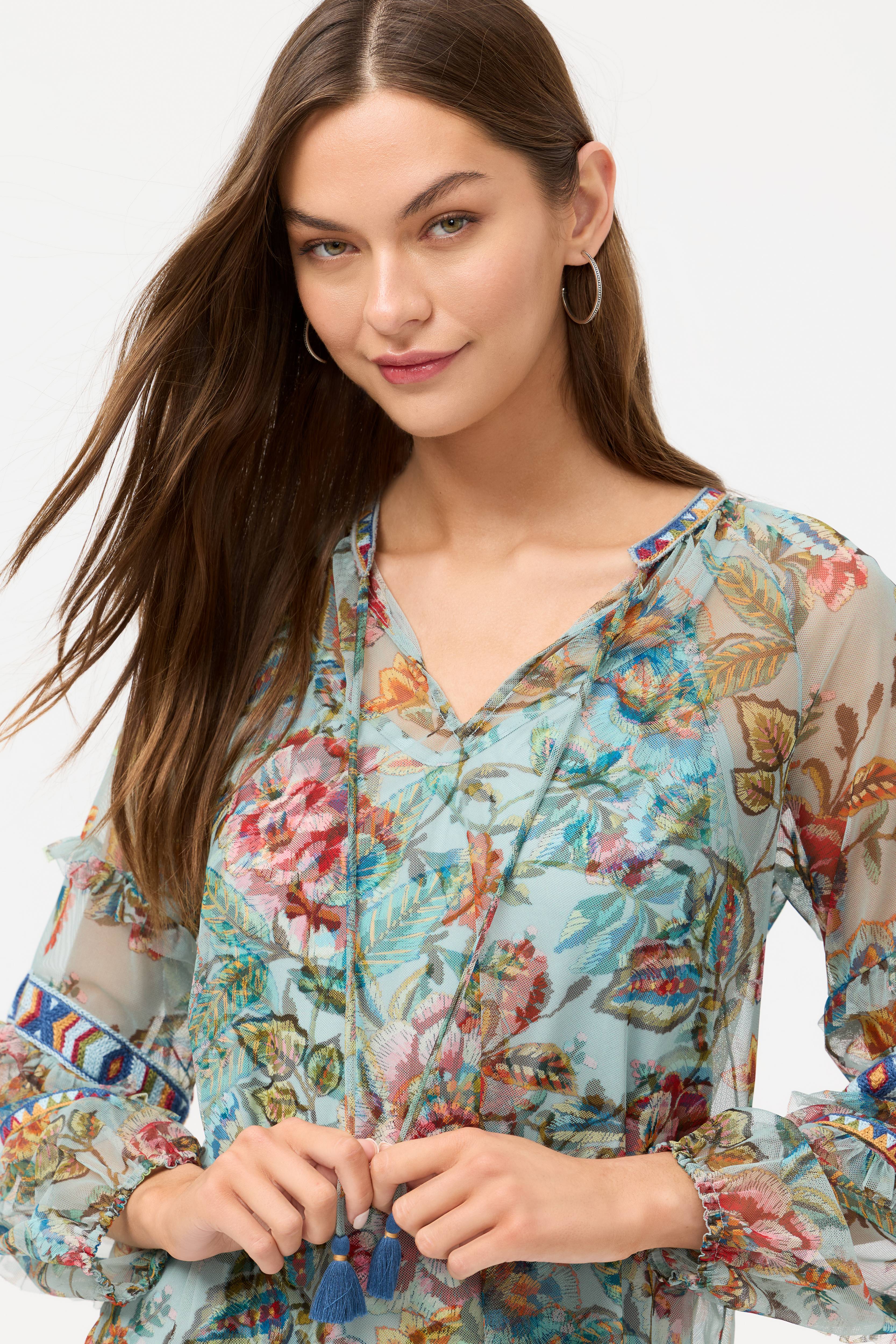 Gillian Saphire Mesh Blouse