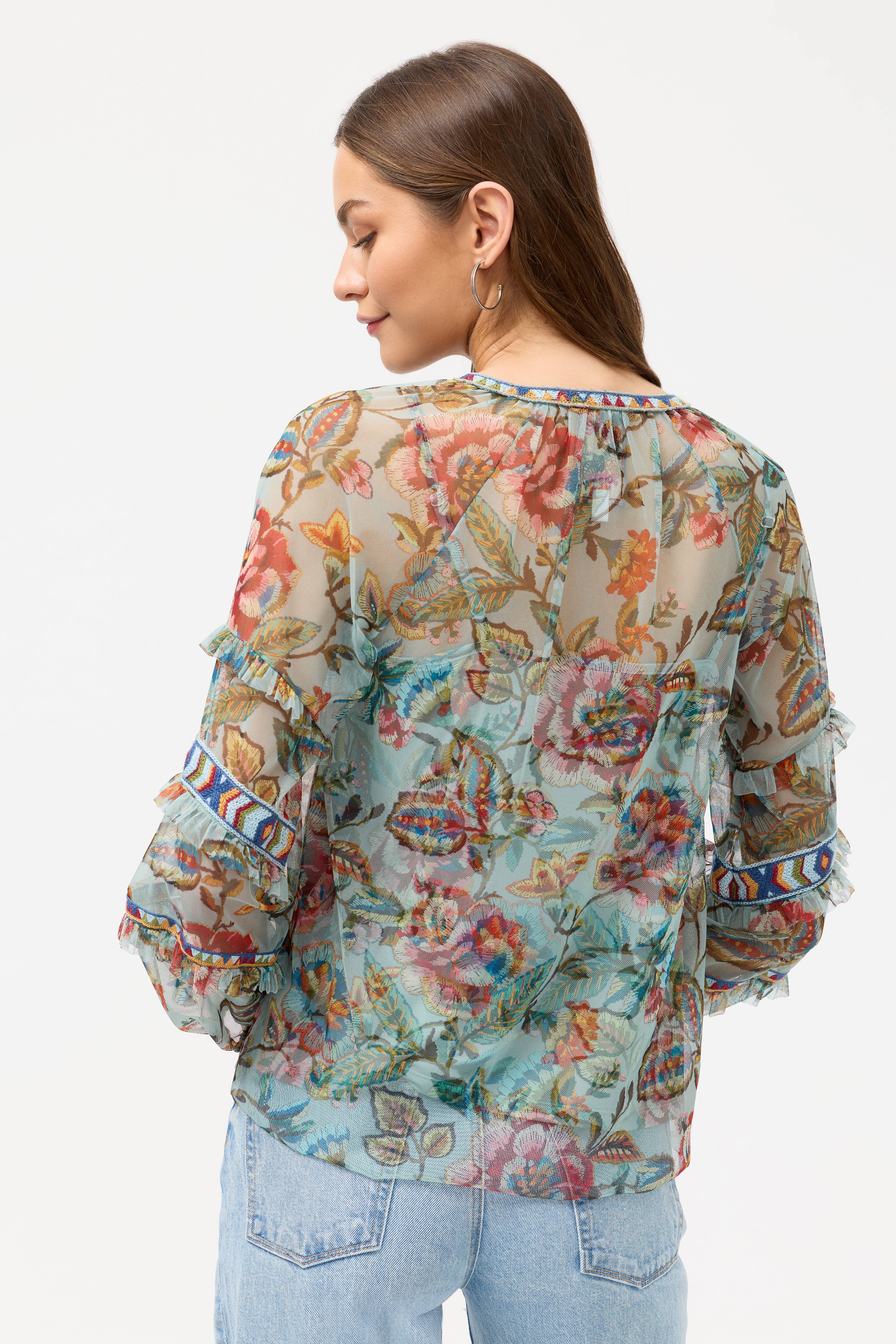 Gillian Saphire Mesh Blouse