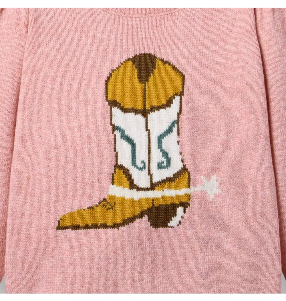 Pink Cowboy Boot Sweater