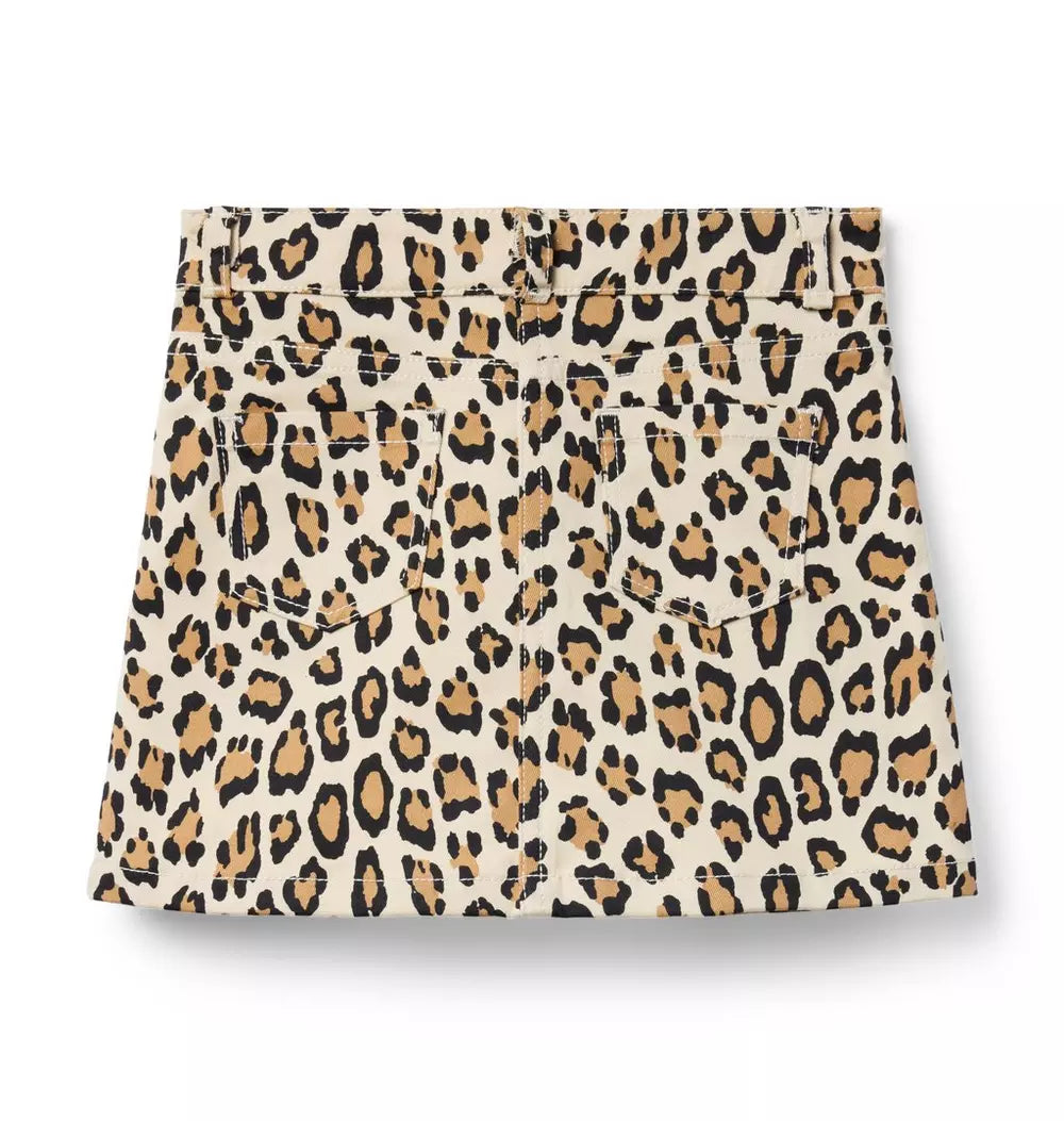Animal Print Button Front Skirt