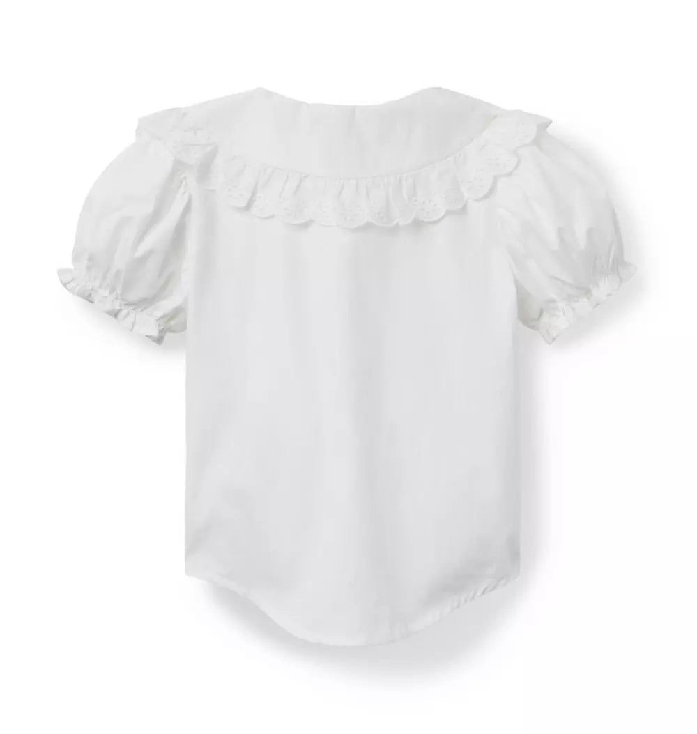 Ruffle Collar Short Sleeve Top