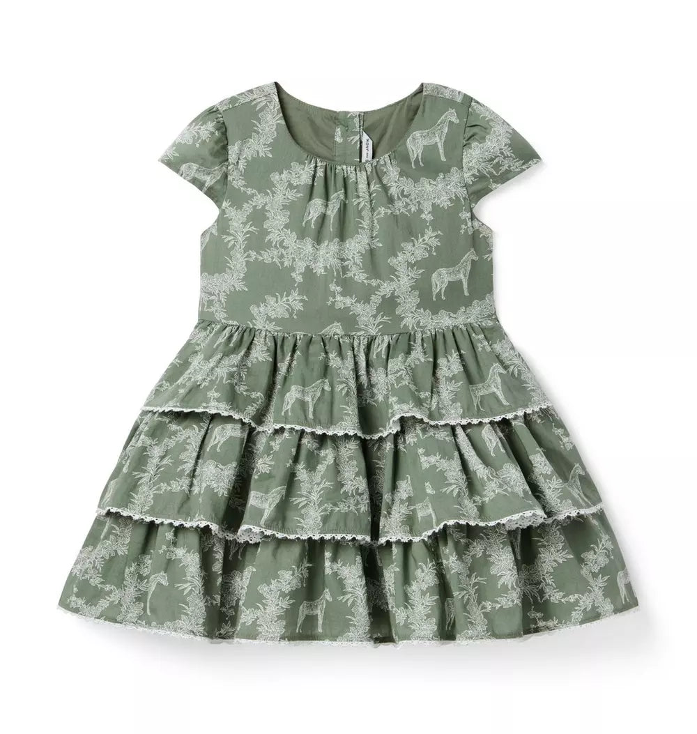 Green Toile Horse Dress
